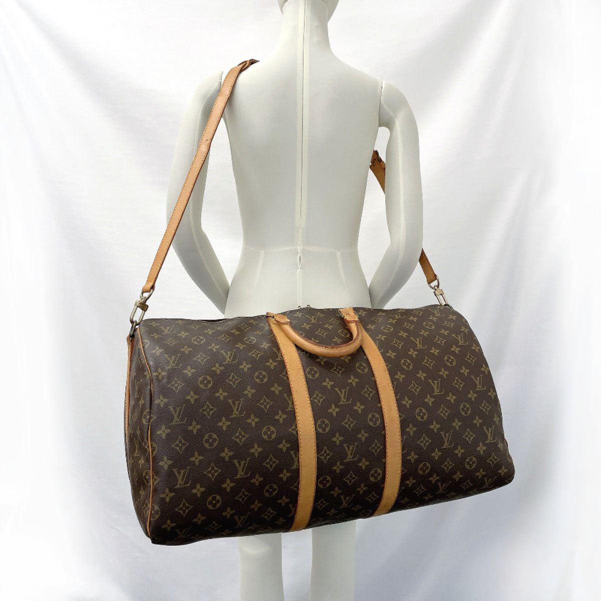 LOUIS VUITTON Boston Duffel bag M41414 Monogram canvas, tanned leather Brown Keepall  bandouliere 55