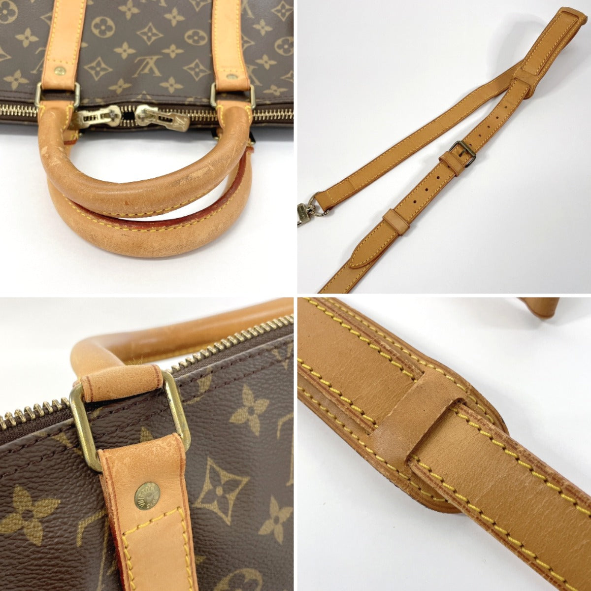 LOUIS VUITTON Boston Duffel bag M41414 Monogram canvas, tanned leather Brown Keepall  bandouliere 55