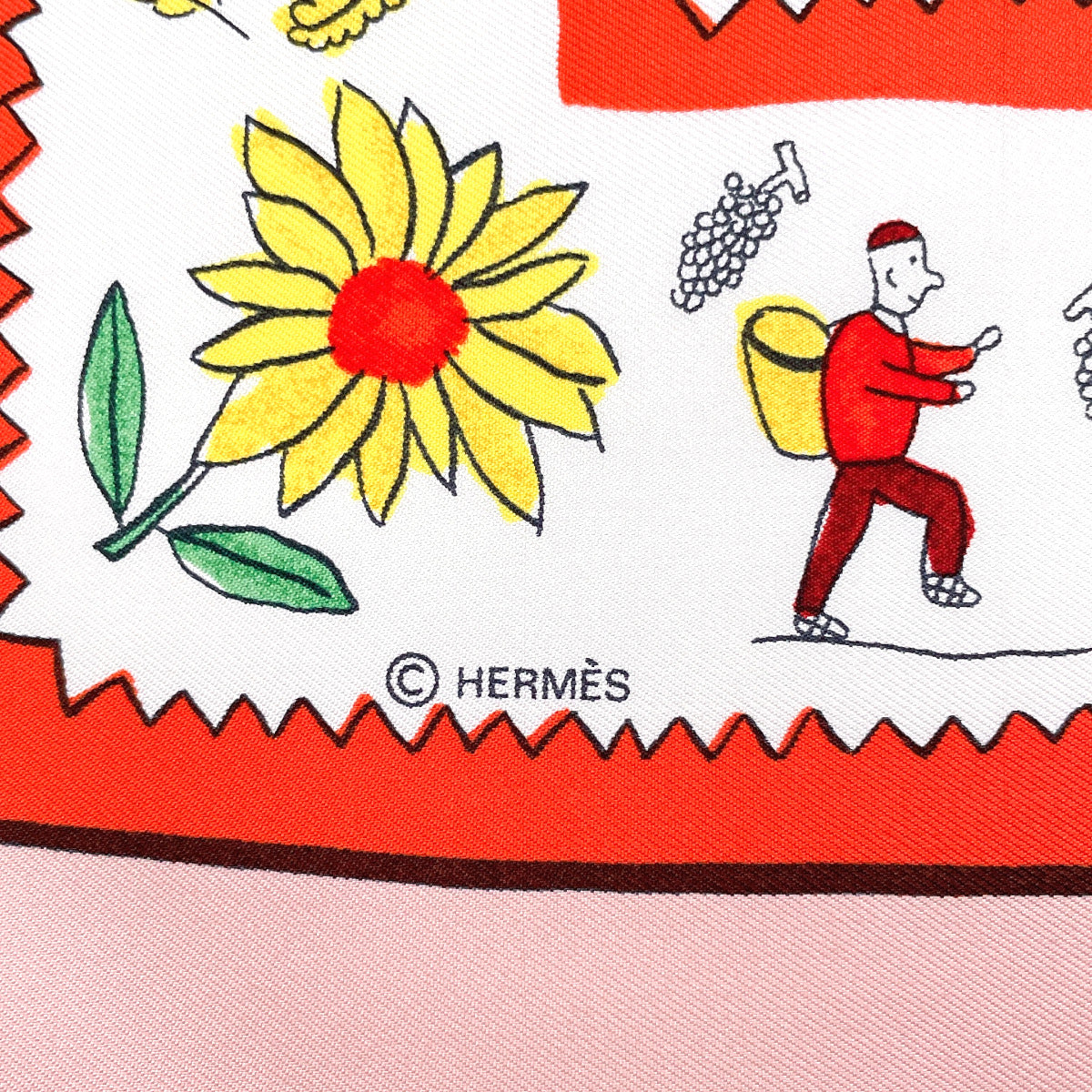HERMES scarf Silk, 100% silk pink RETOUR A LA TERRE return home Carre 90