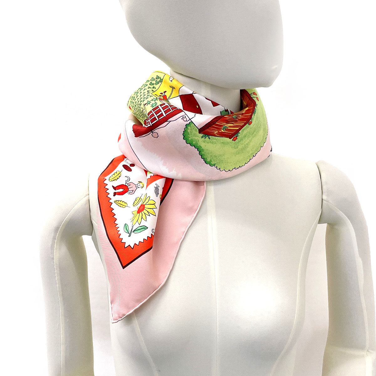 HERMES scarf Silk, 100% silk pink RETOUR A LA TERRE return home Carre 90