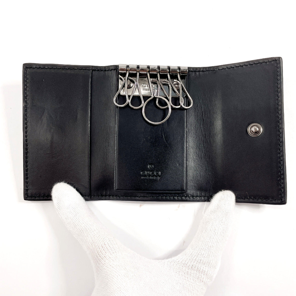 GUCCI Key case Key holder  138093 Sima leather black six hooks