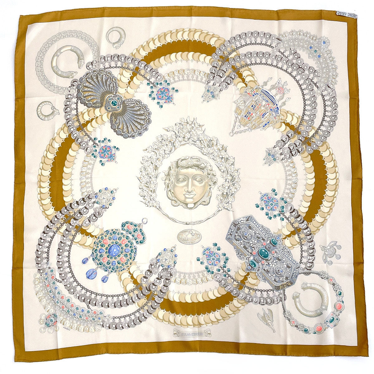 HERMES scarf Silk, 100% silk Brown KOSMIMA Universe Carre 90