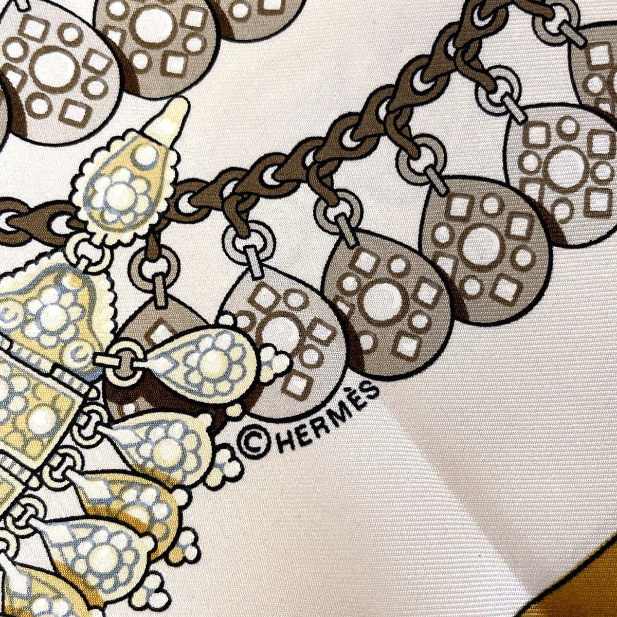 HERMES scarf Silk, 100% silk Brown KOSMIMA Universe Carre 90