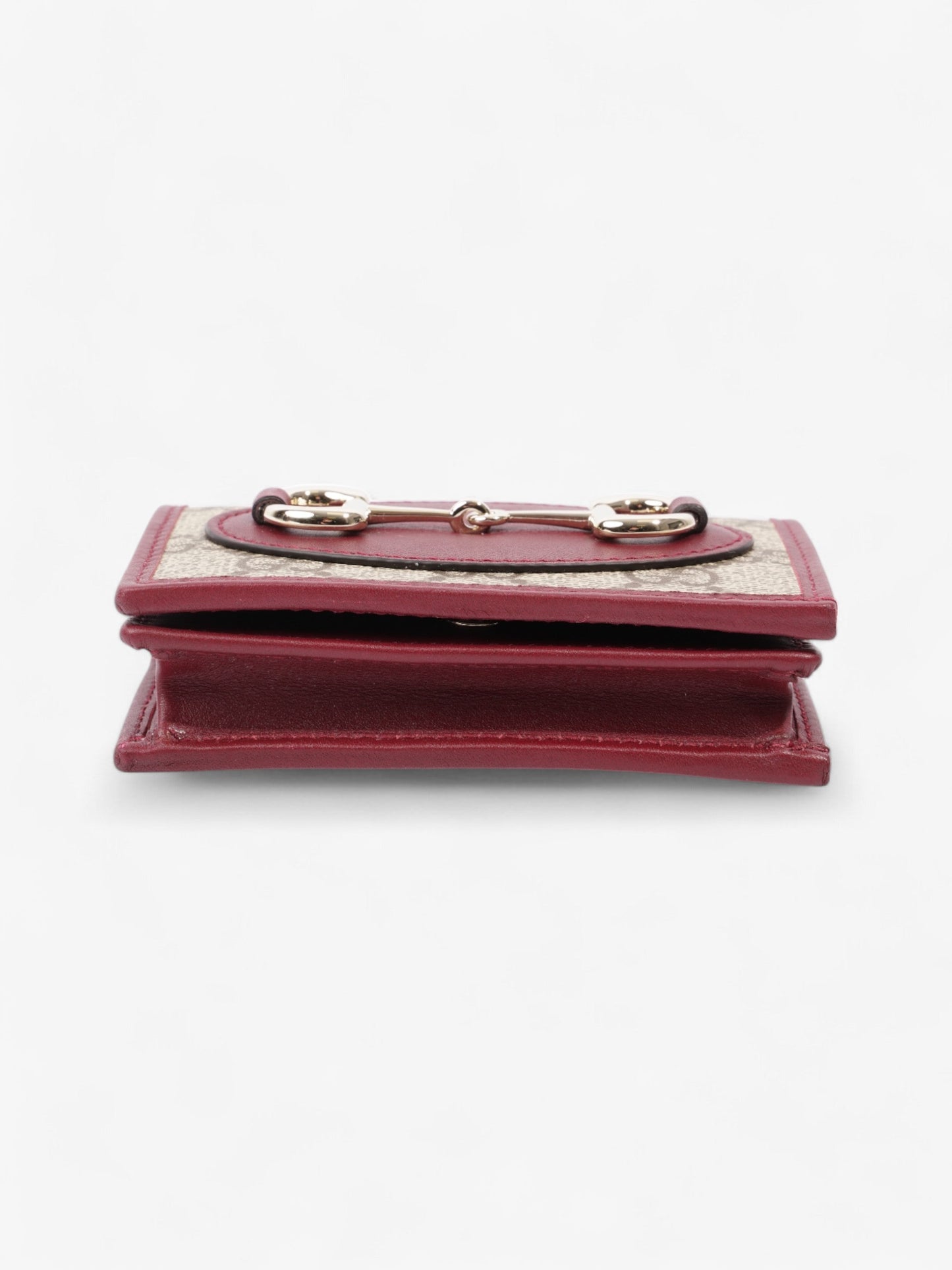 Gucci Horsebit 1955 Wallet GG Supreme / Maroon / Light Gold Canvas