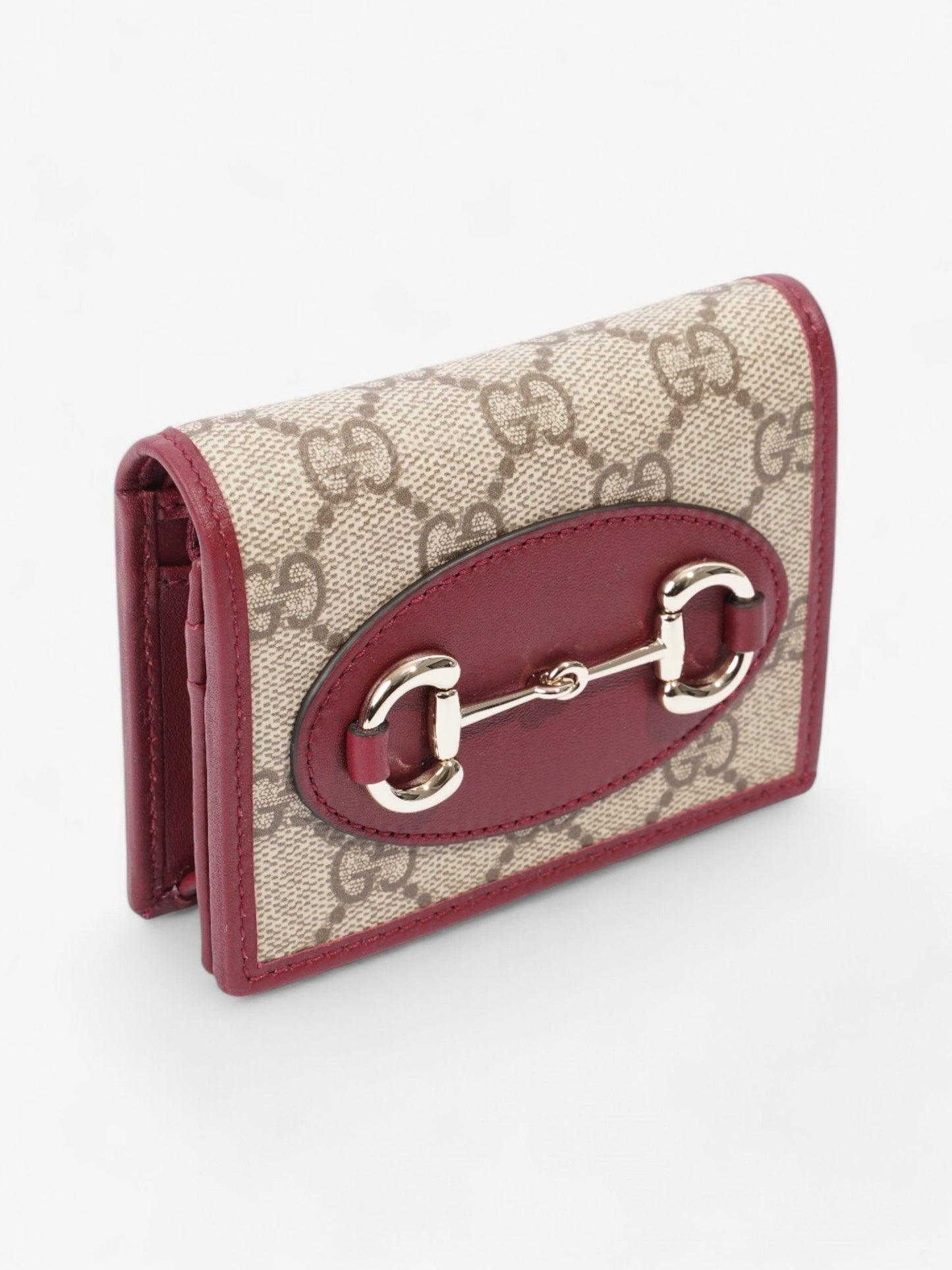 Gucci Horsebit 1955 Wallet GG Supreme / Maroon / Light Gold Canvas