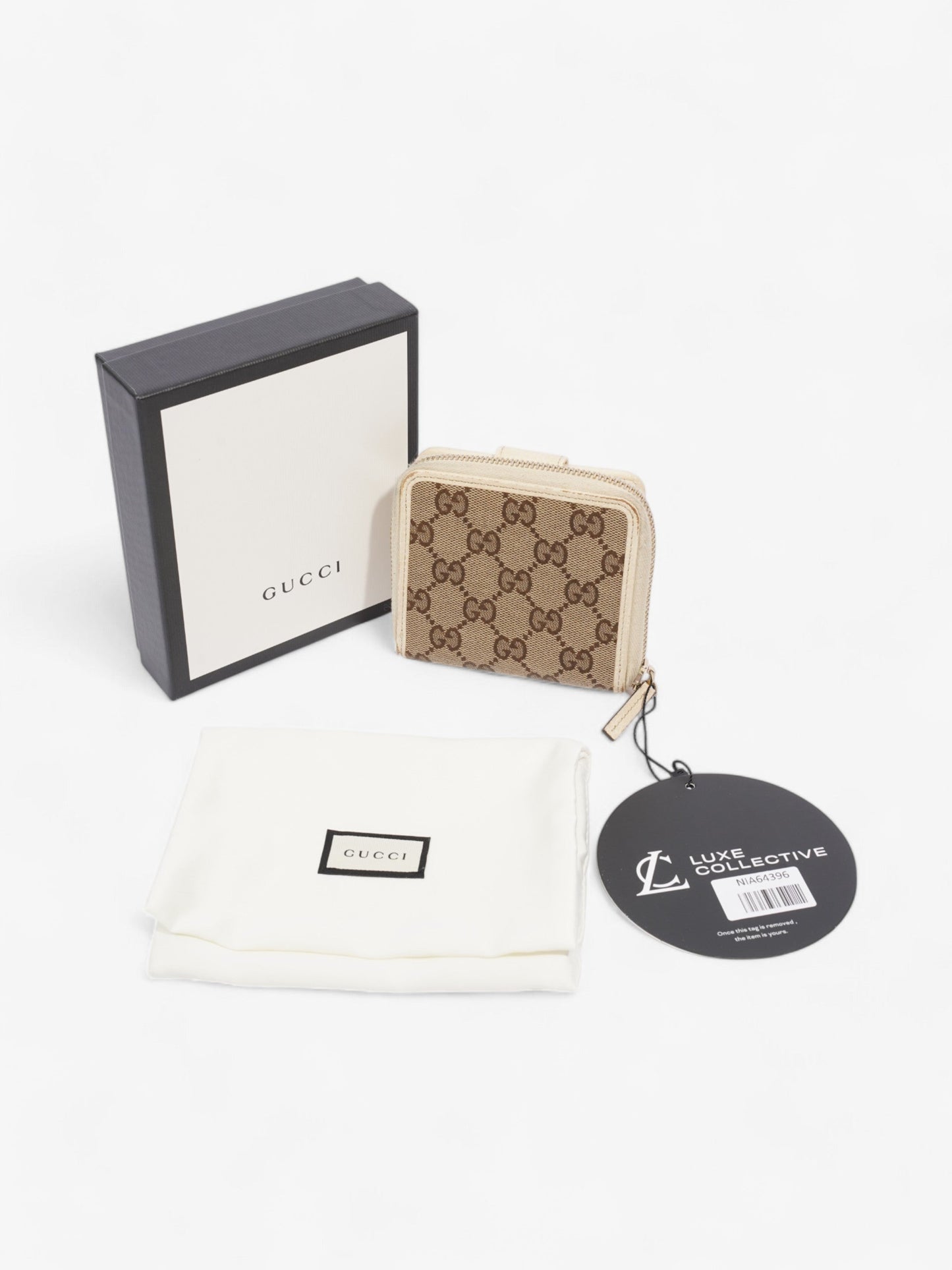 Gucci GG Bi-Fold Wallet Beige / White Canvas