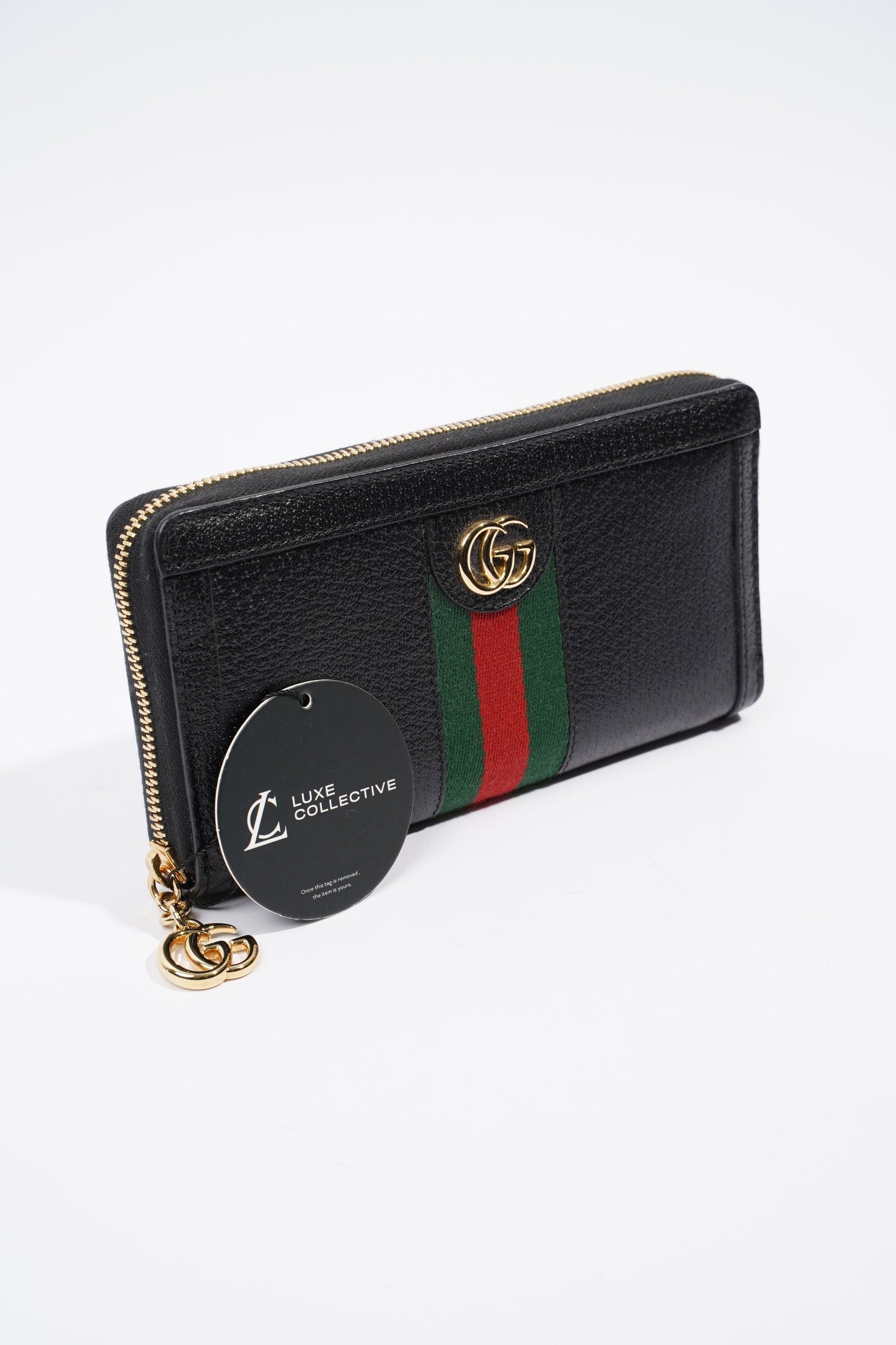 Gucci Ophidia Web Wallet Black / Red / Green Grained Leather