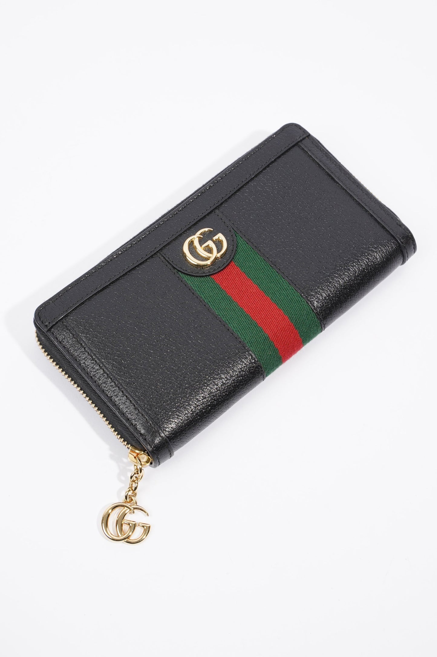 Gucci Ophidia Web Wallet Black / Red / Green Grained Leather