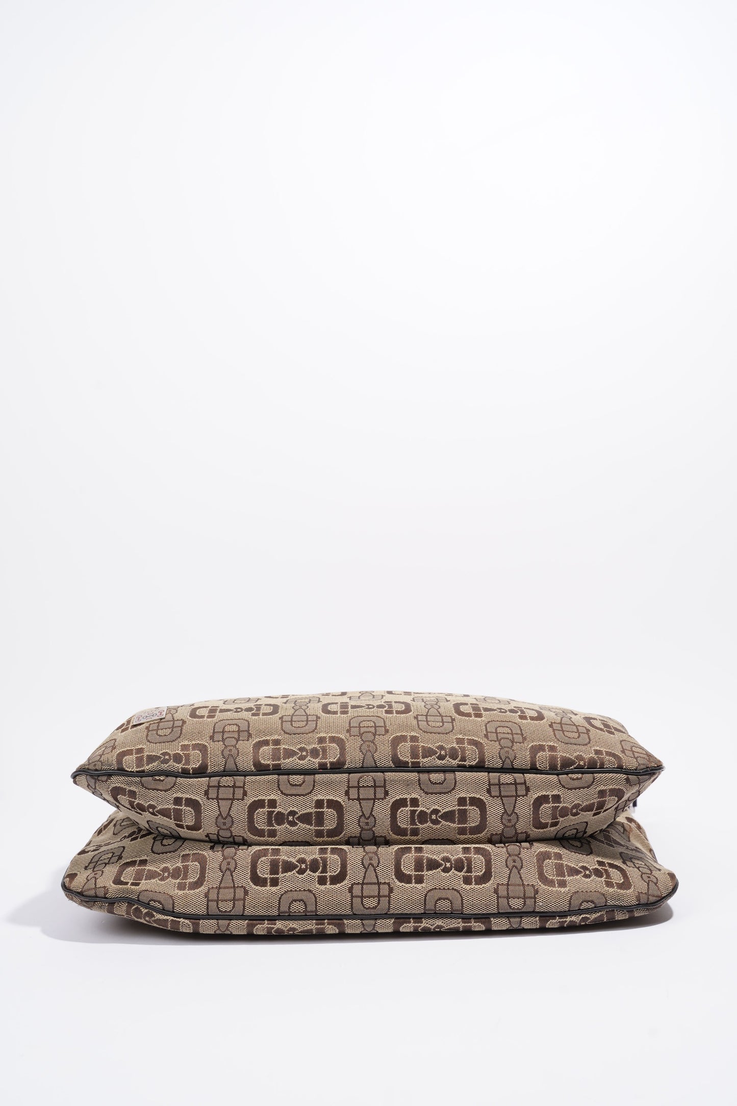 Gucci Horsebit Canvas Shoulder Bag Brown Canvas Large
