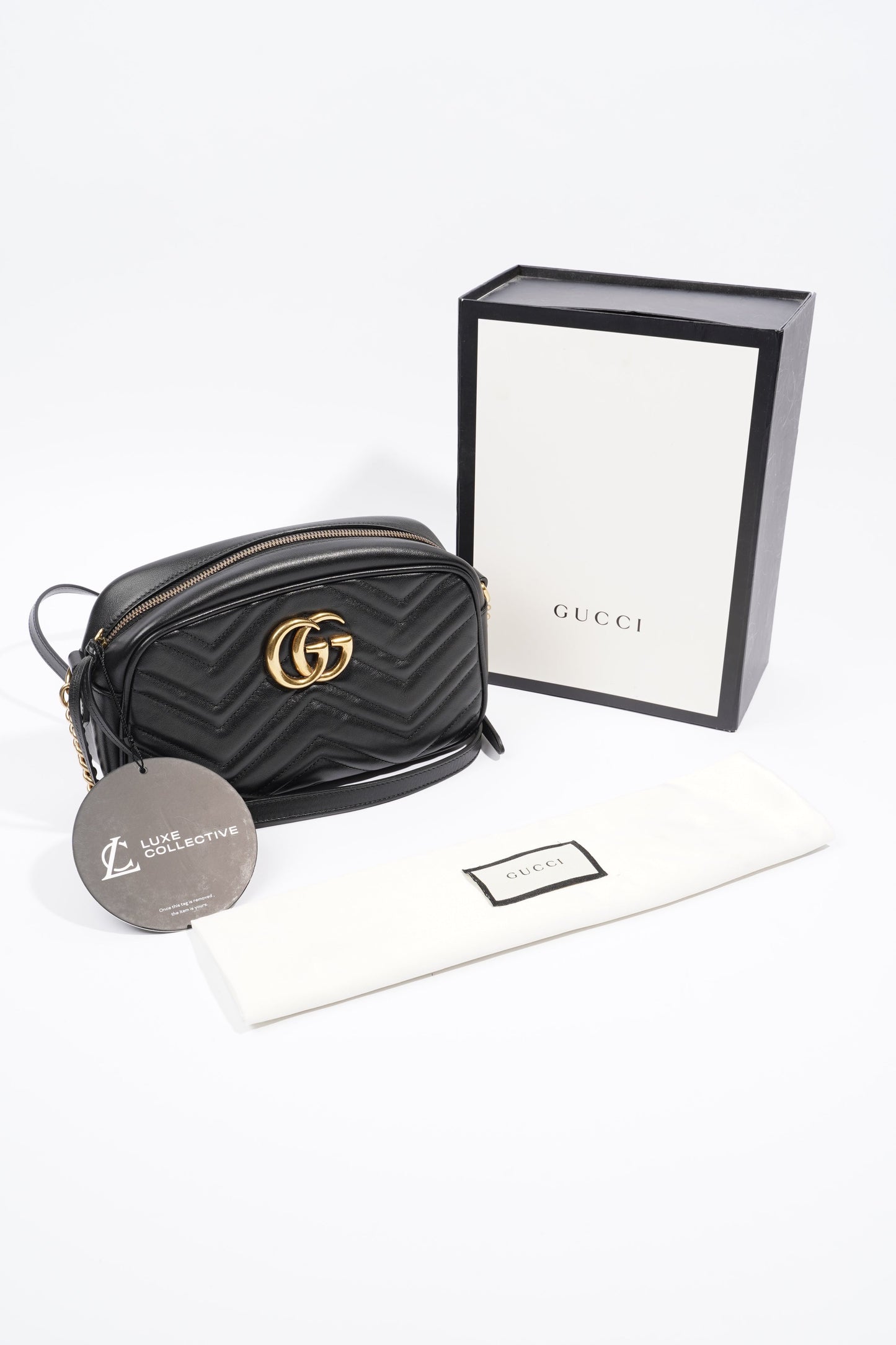 Gucci Marmont Zip Bag Black Leather Small