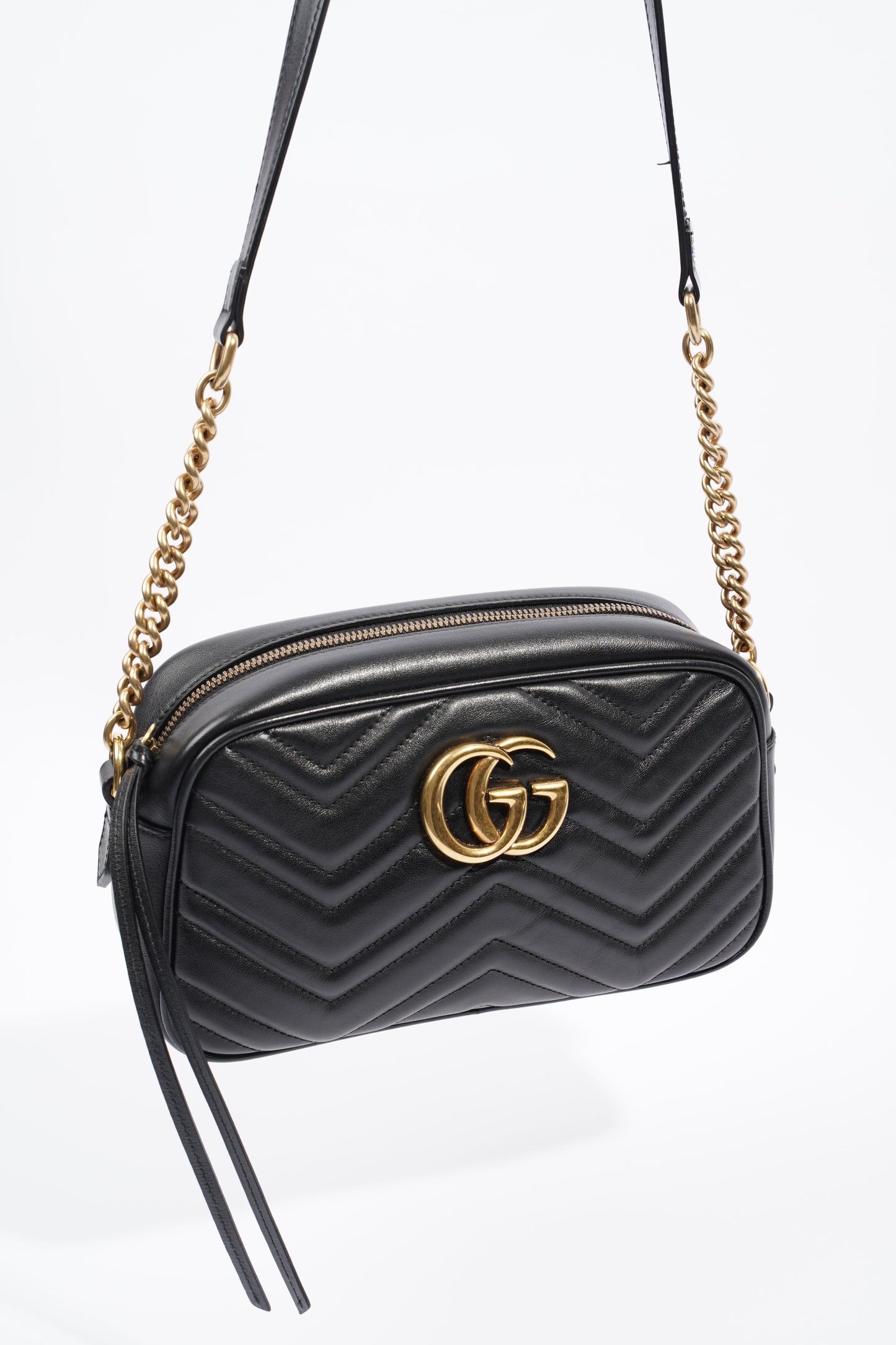 Gucci Marmont Zip Bag Black Leather Small