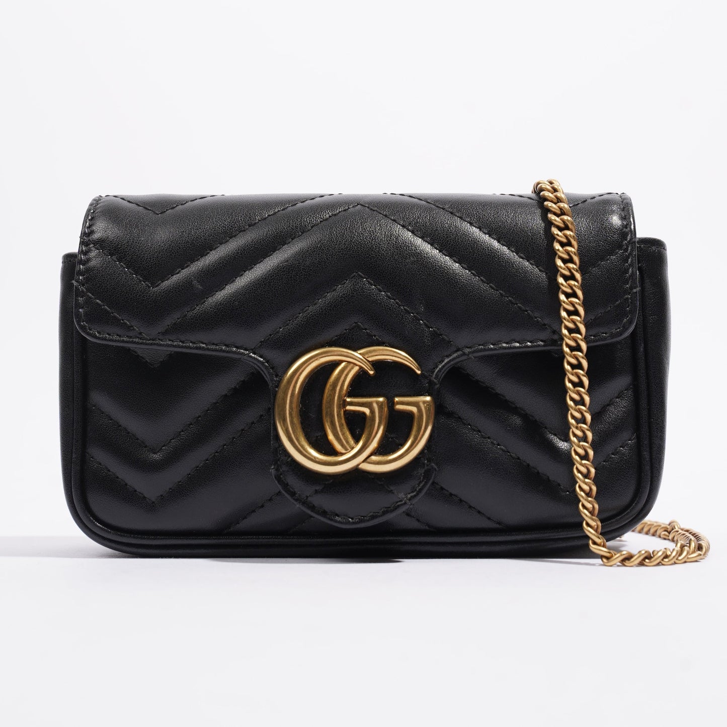 Gucci Marmont Flap Black Matelasse Leather Super Mini