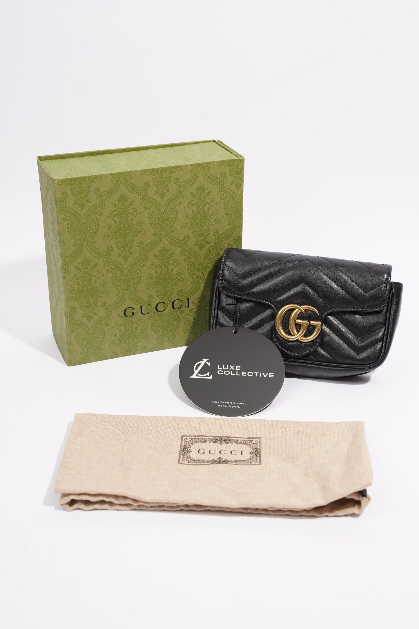 Gucci Marmont Flap Black Matelasse Leather Super Mini
