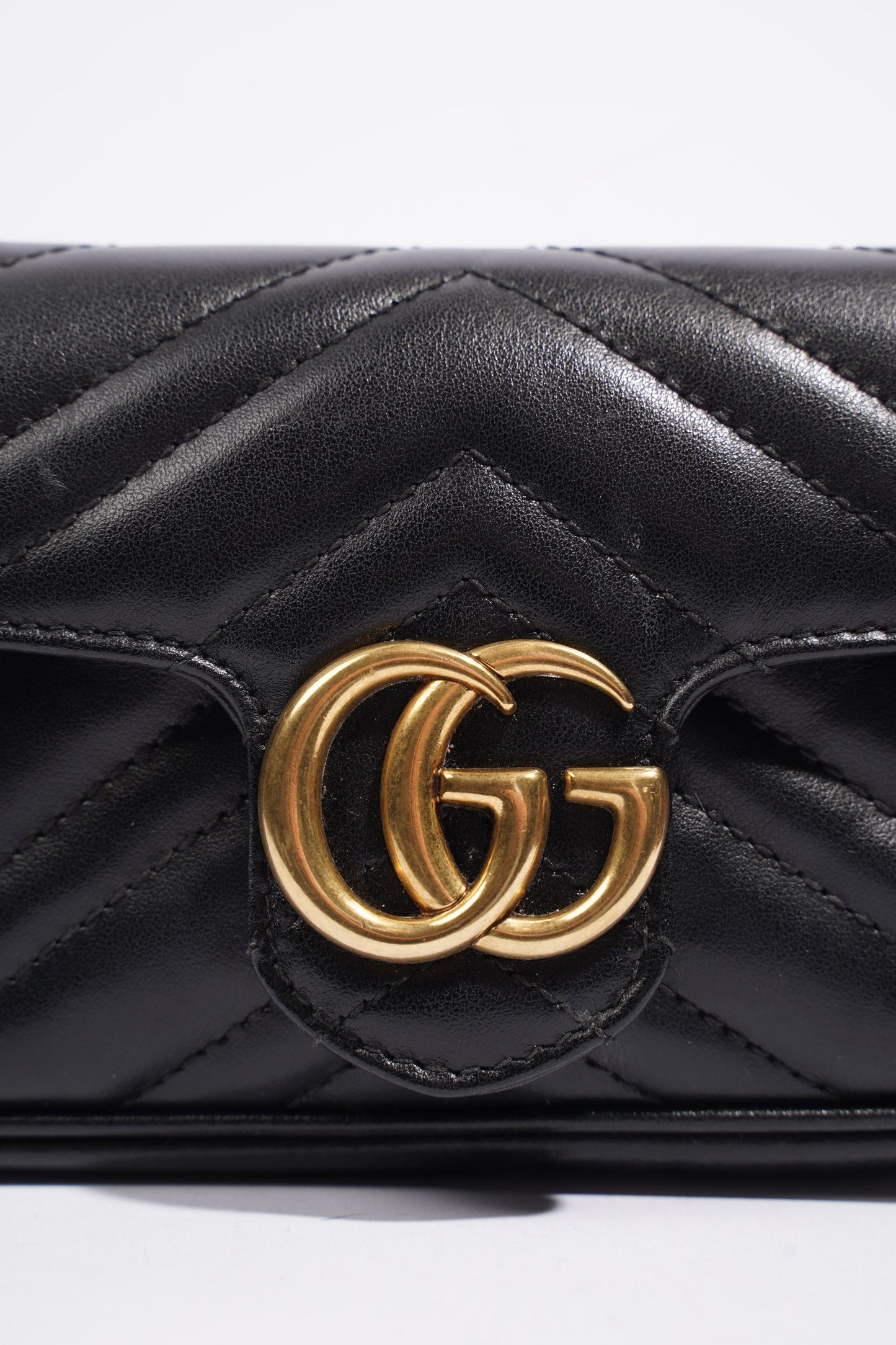 Gucci Marmont Flap Black Matelasse Leather Super Mini