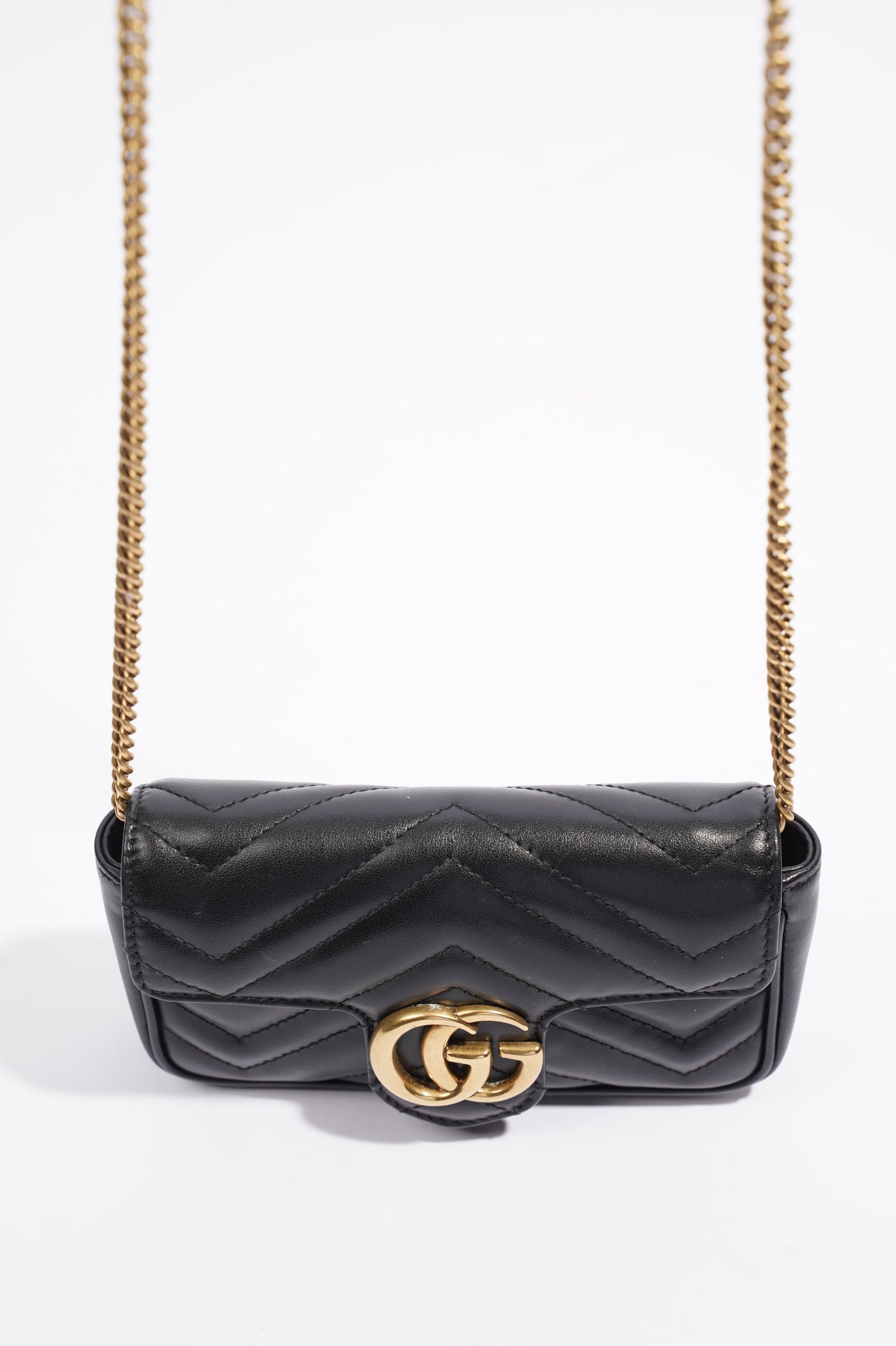 Gucci Marmont Flap Black Matelasse Leather Super Mini