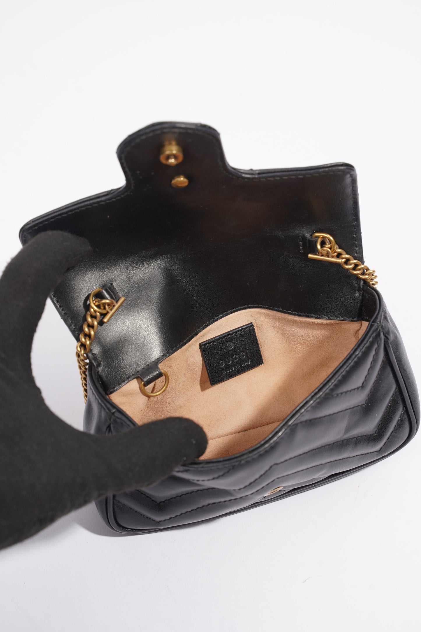 Gucci Marmont Flap Black Matelasse Leather Super Mini