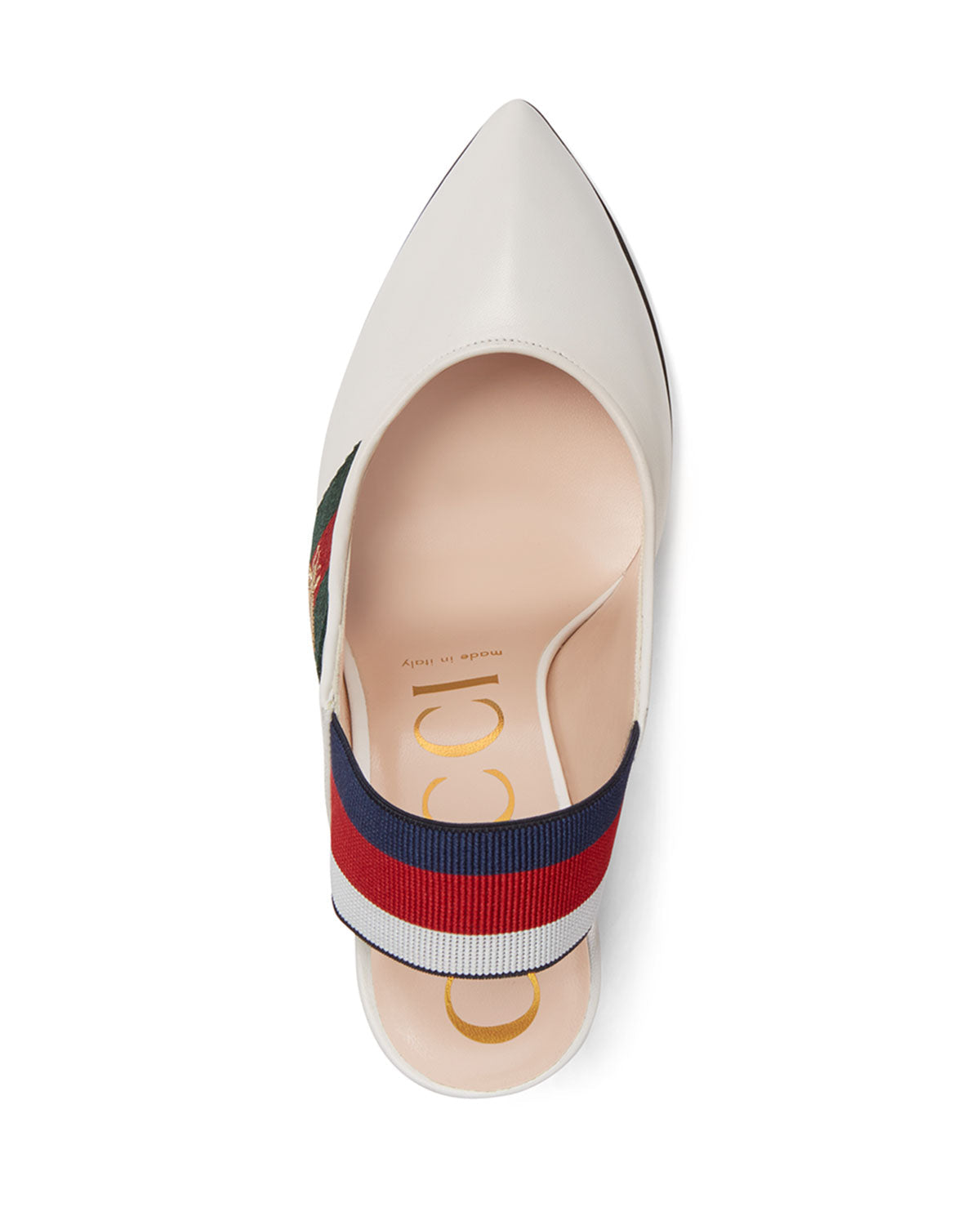 Gucci Sylvie Leather Slingback Pumps with Bee in White