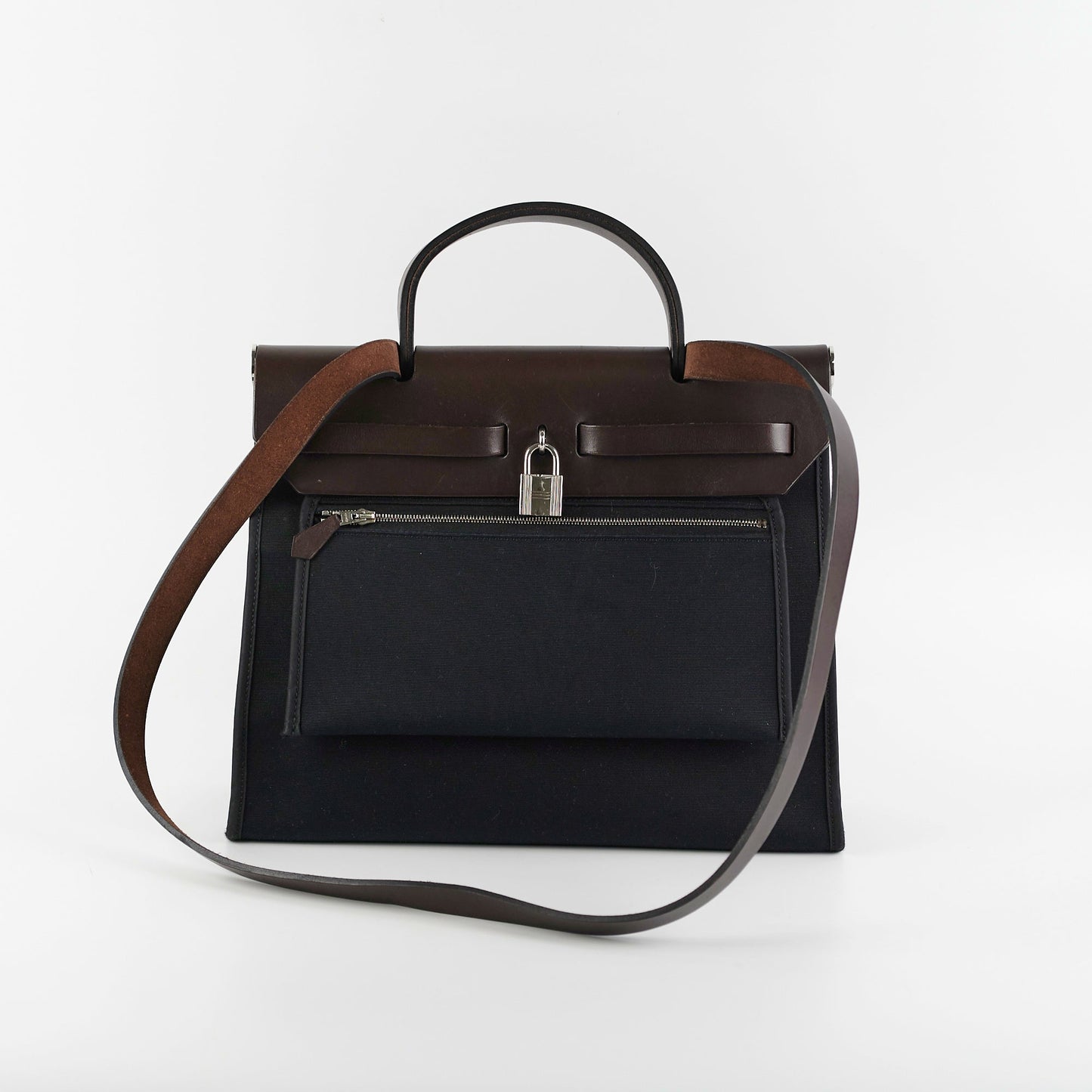 Hermes Herbag 31 Black/Ebene R Square Stamp