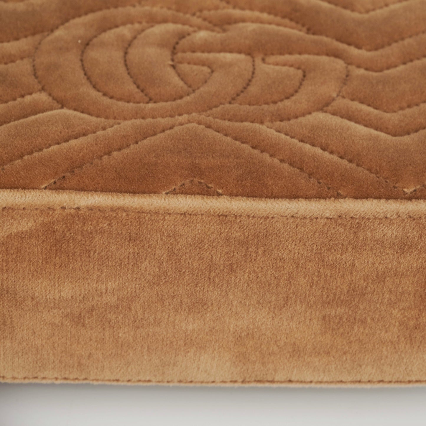 Gucci Marmont Small Tan Velvet Crossbody Bag