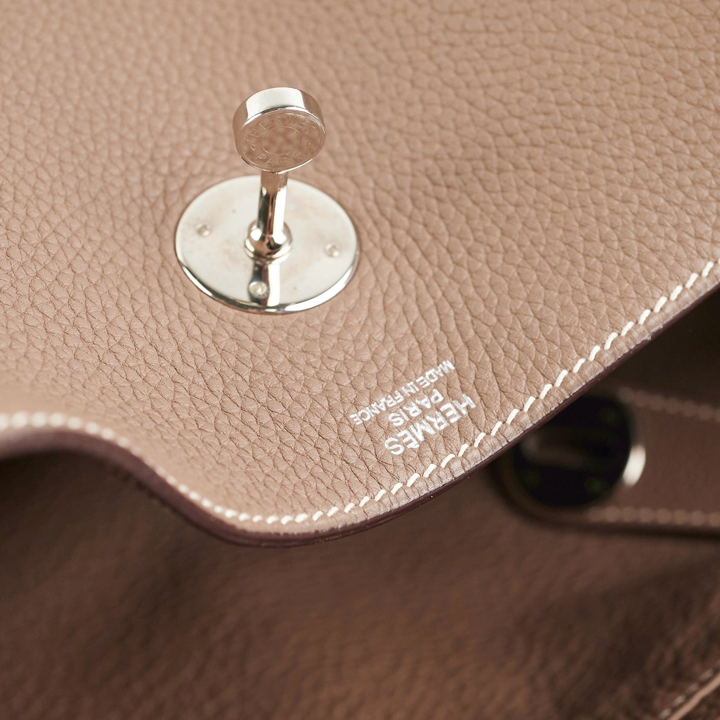 Hermes Lindy 34 Togo Etoupe Square K Stamp (2007)