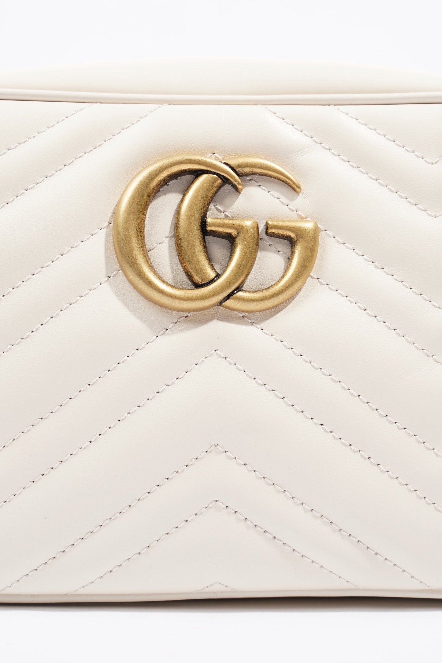 Gucci Marmont Zip White Matelasse Leather Small