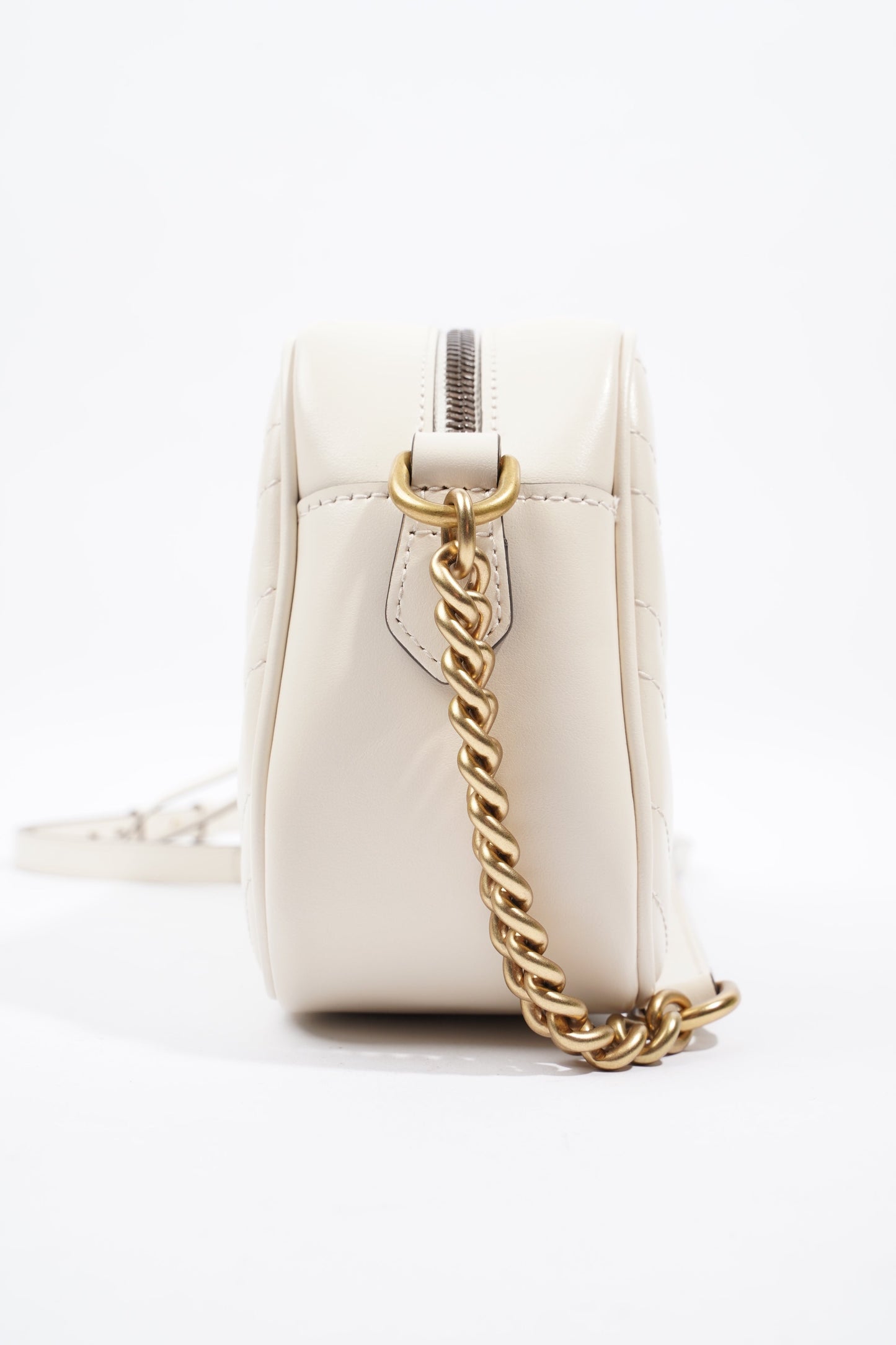 Gucci Marmont Zip White Matelasse Leather Small