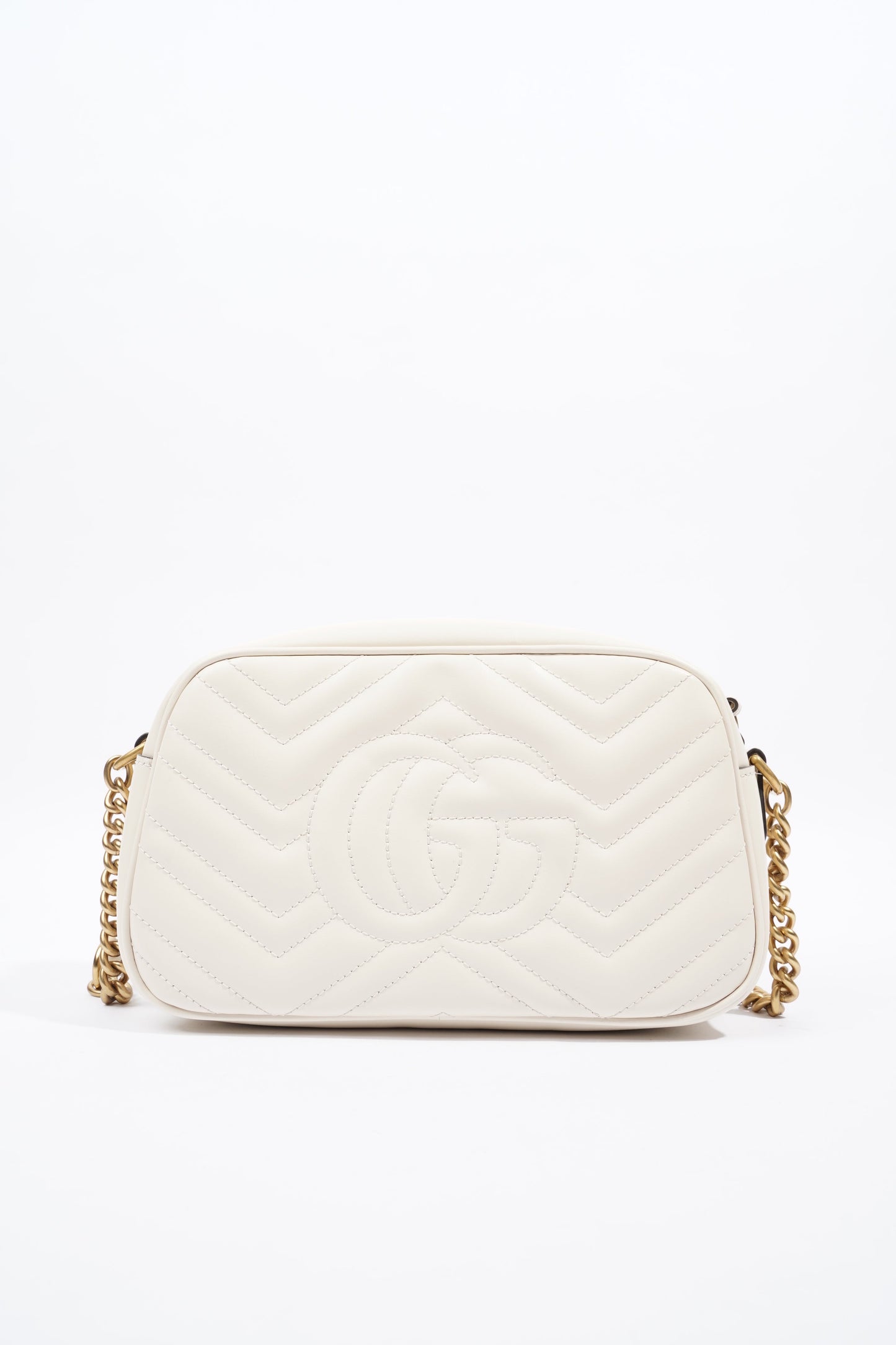 Gucci Marmont Zip White Matelasse Leather Small