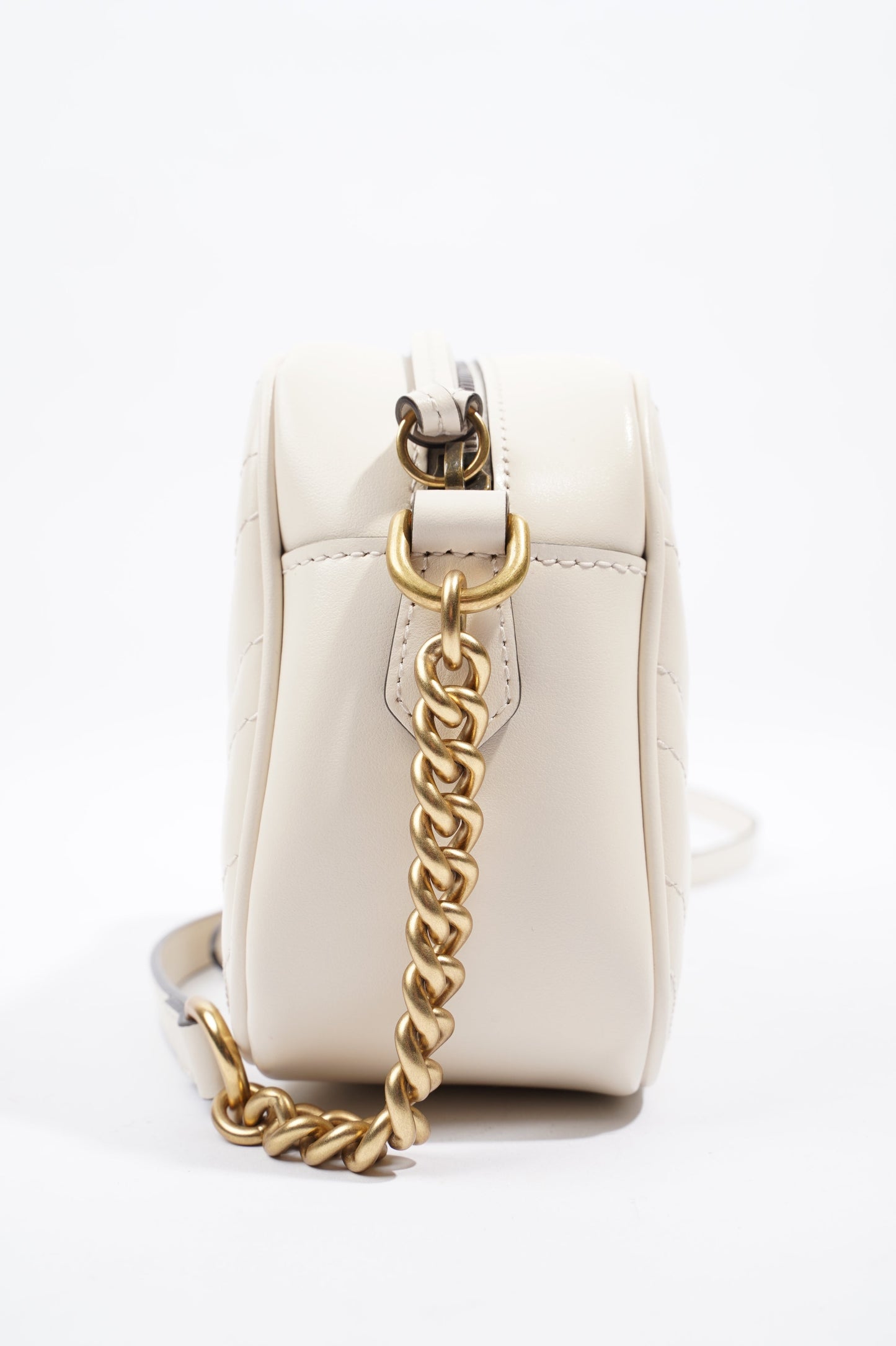 Gucci Marmont Zip White Matelasse Leather Small
