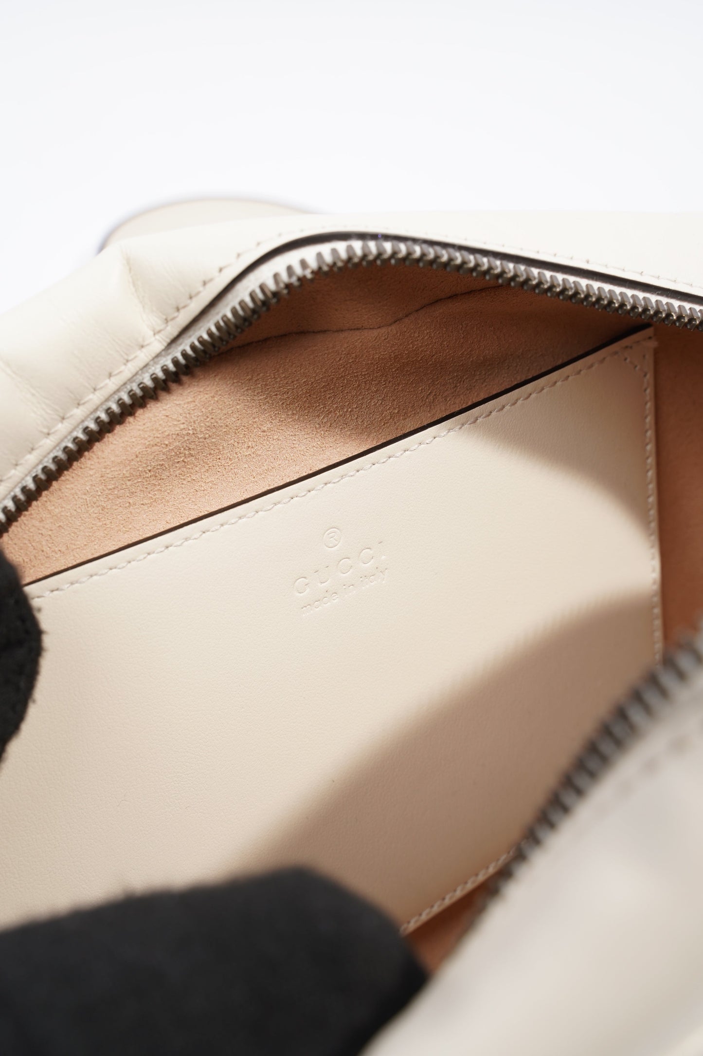 Gucci Marmont Zip White Matelasse Leather Small