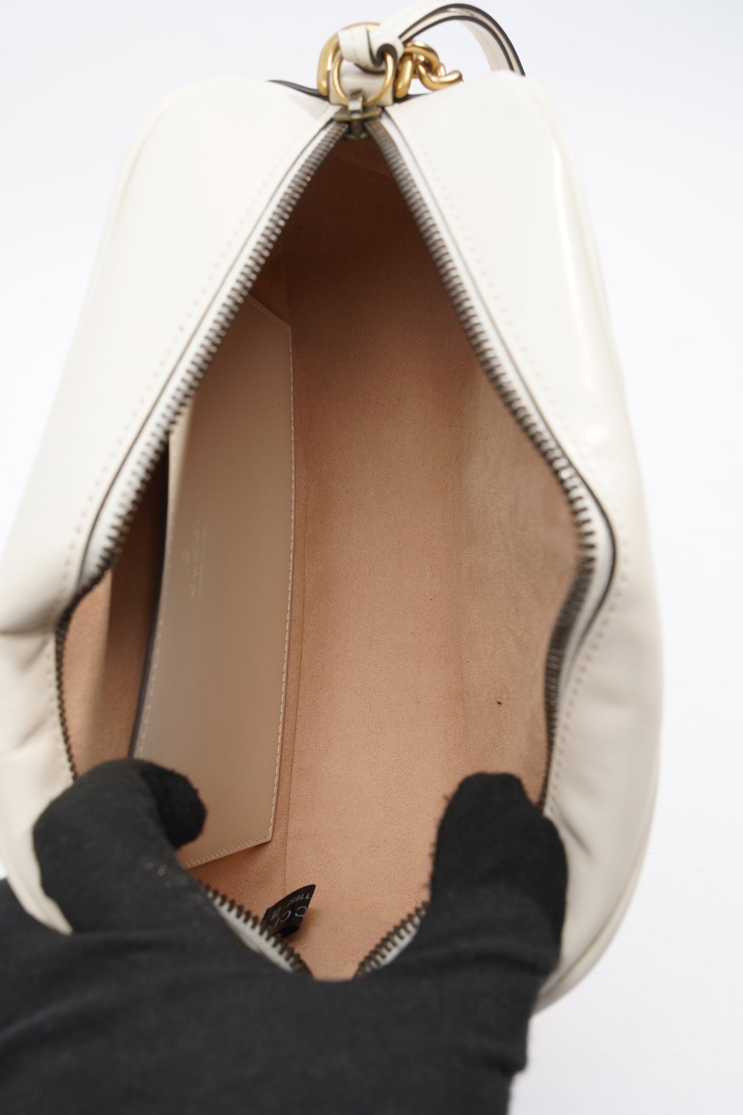 Gucci Marmont Zip White Matelasse Leather Small