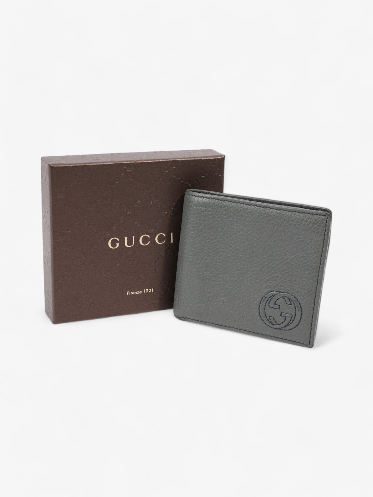 Gucci Soho Bifold Wallet with Interlocking G Grey Leather