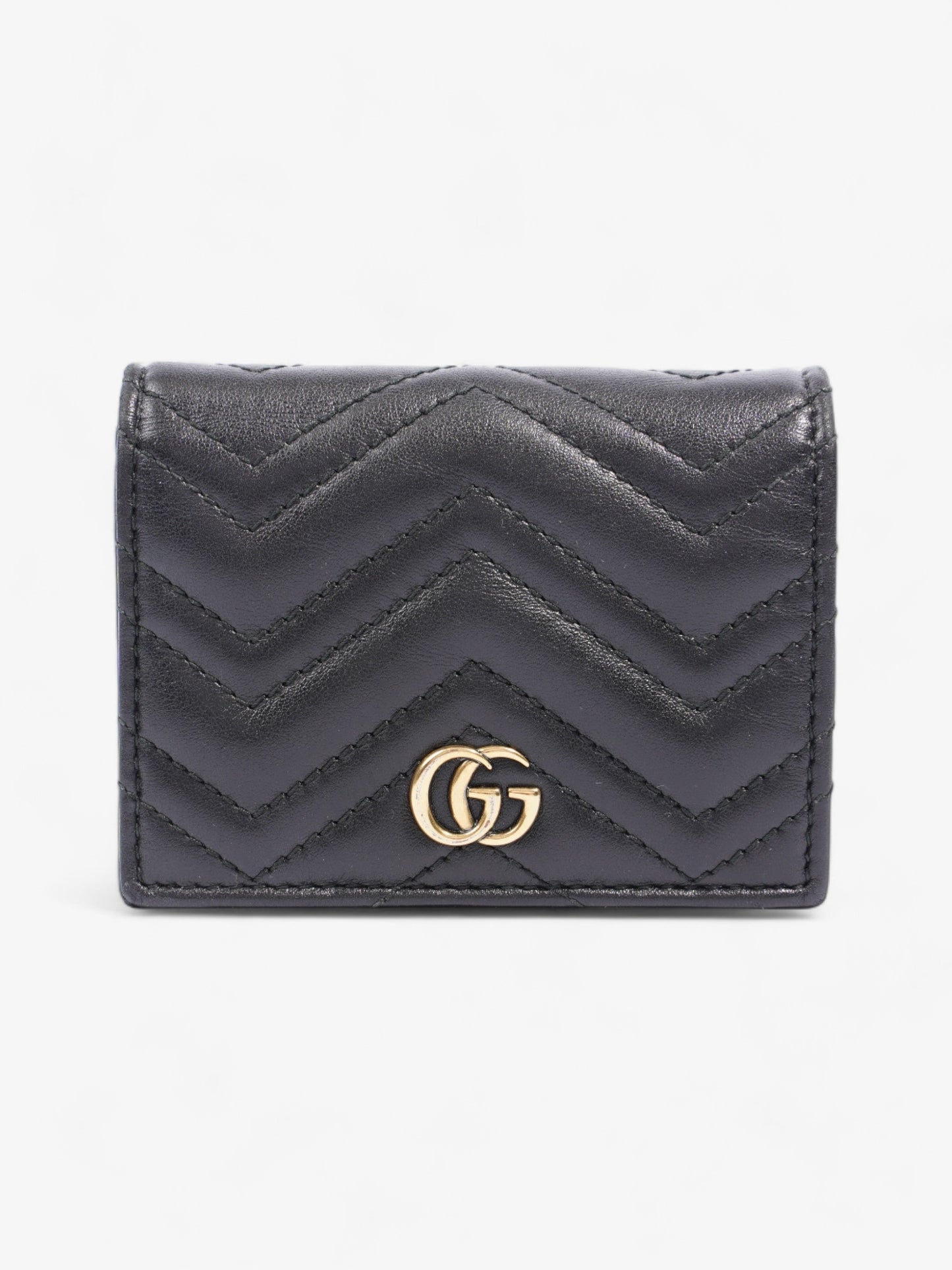 Gucci GG Marmont Card Case Wallet Black Matelasse Leather