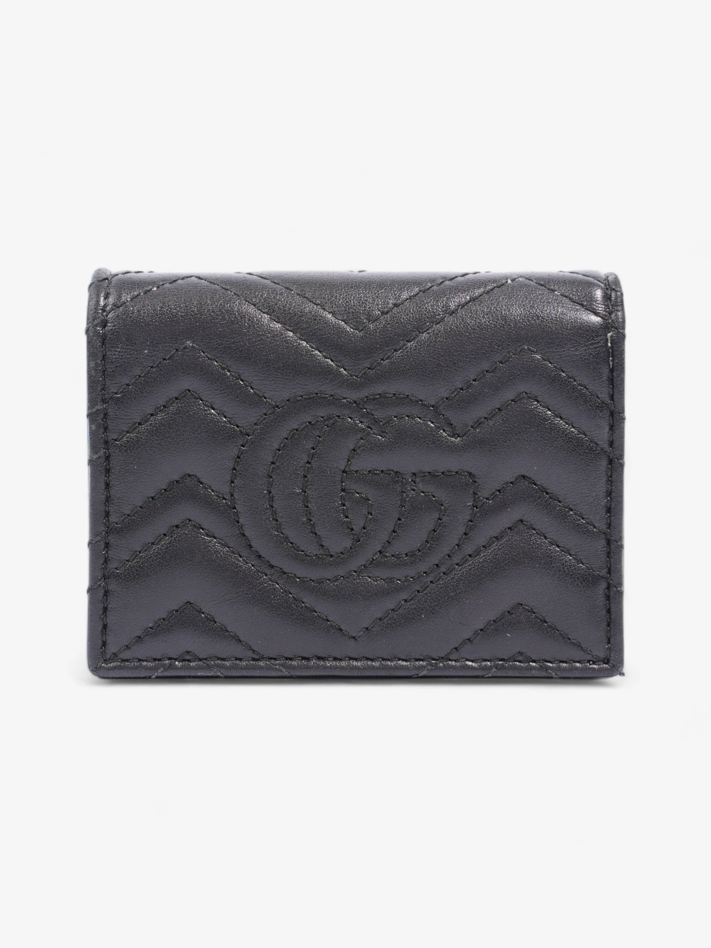 Gucci GG Marmont Card Case Wallet Black Matelasse Leather