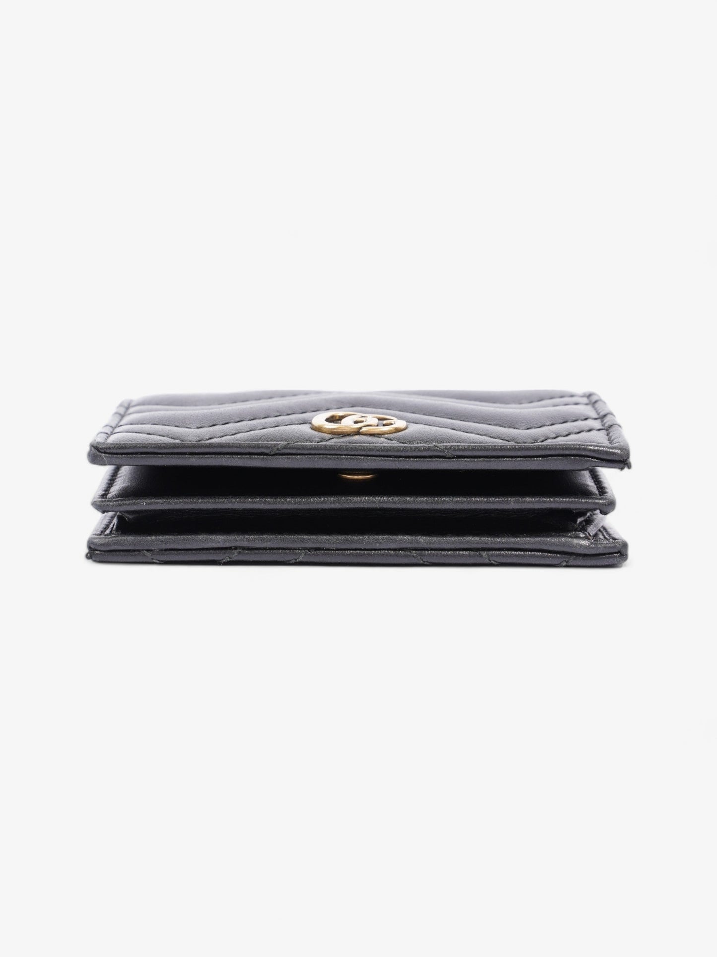Gucci GG Marmont Card Case Wallet Black Matelasse Leather