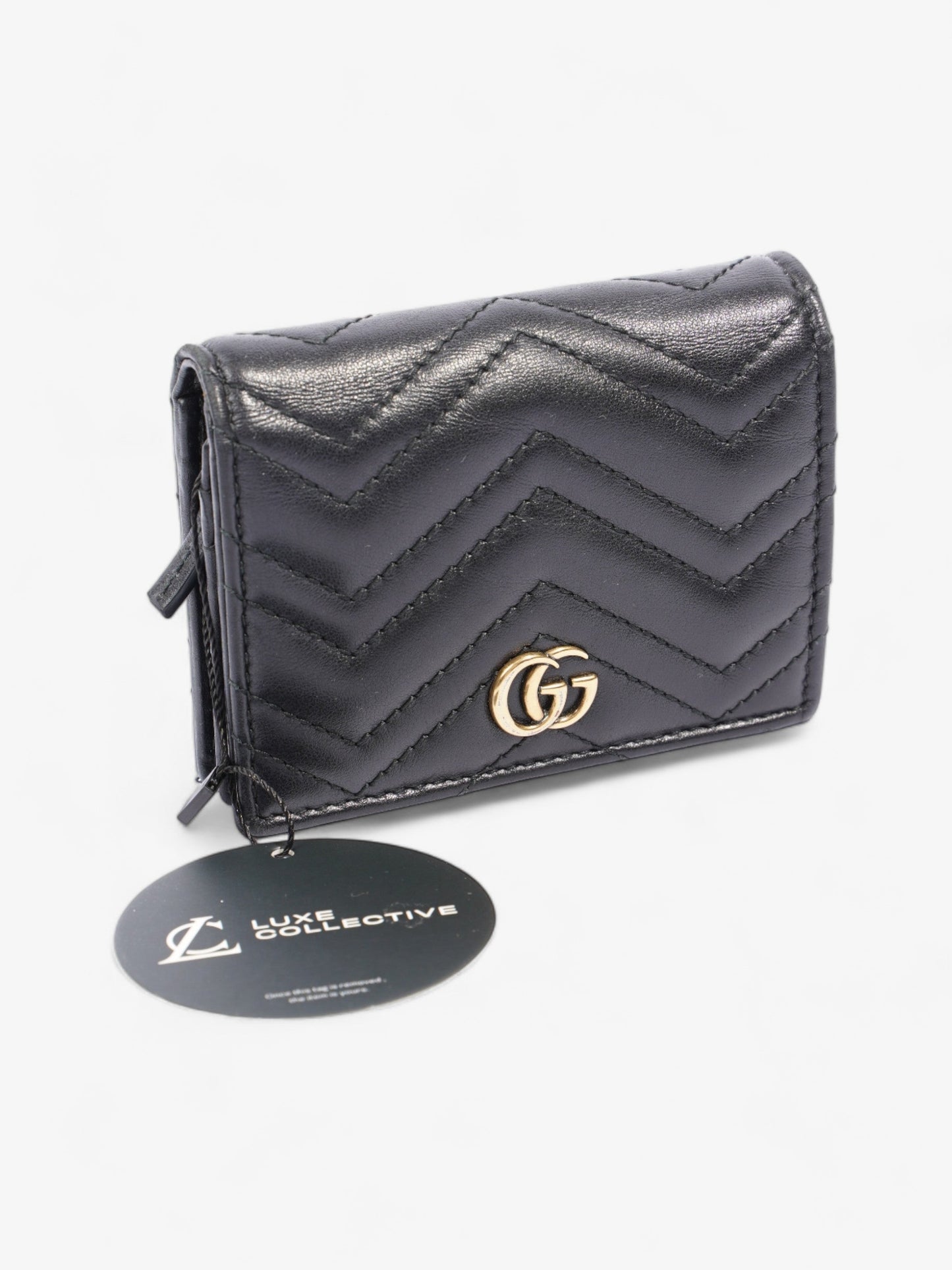 Gucci GG Marmont Card Case Wallet Black Matelasse Leather