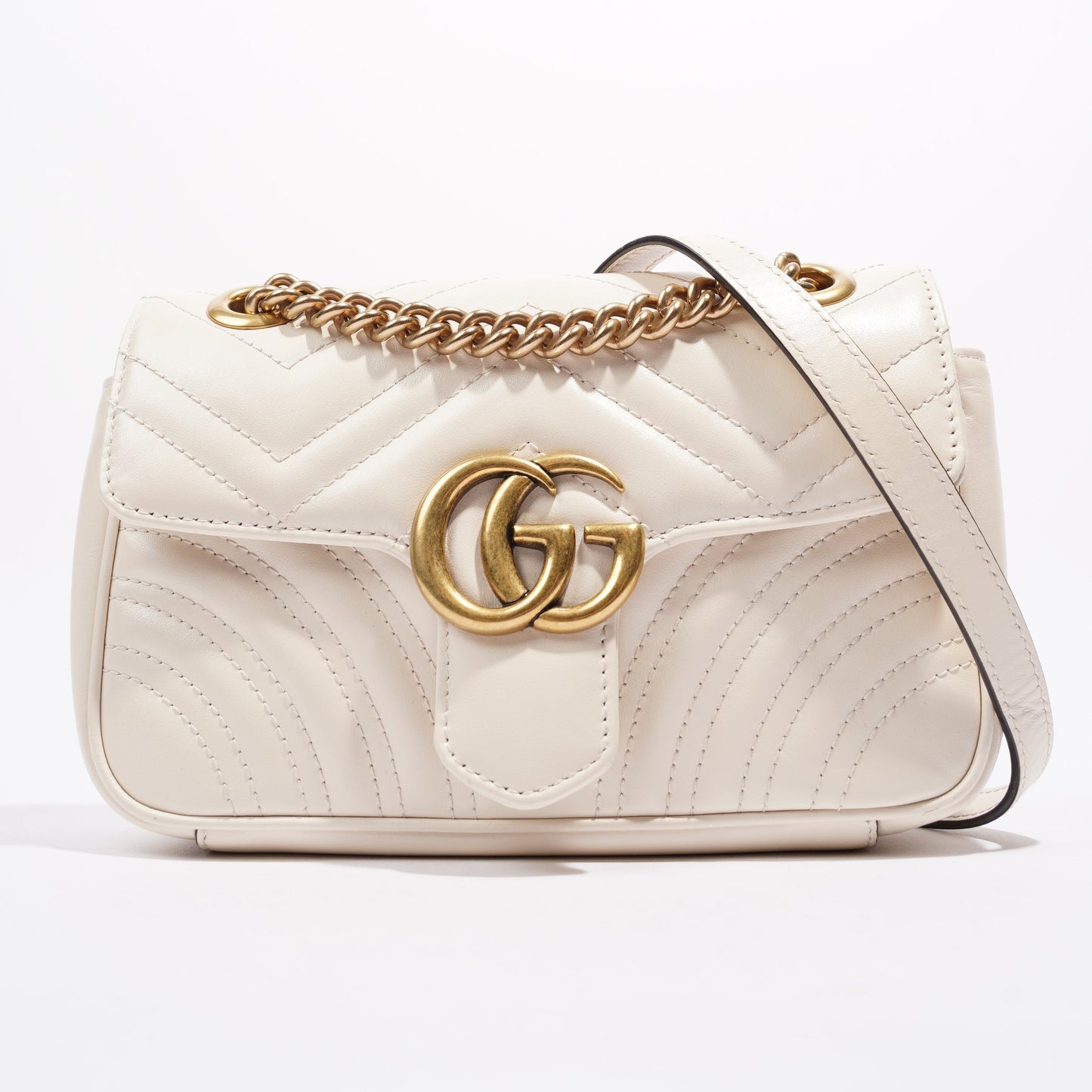 Gucci Marmont Flap White Matelasse Leather Mini
