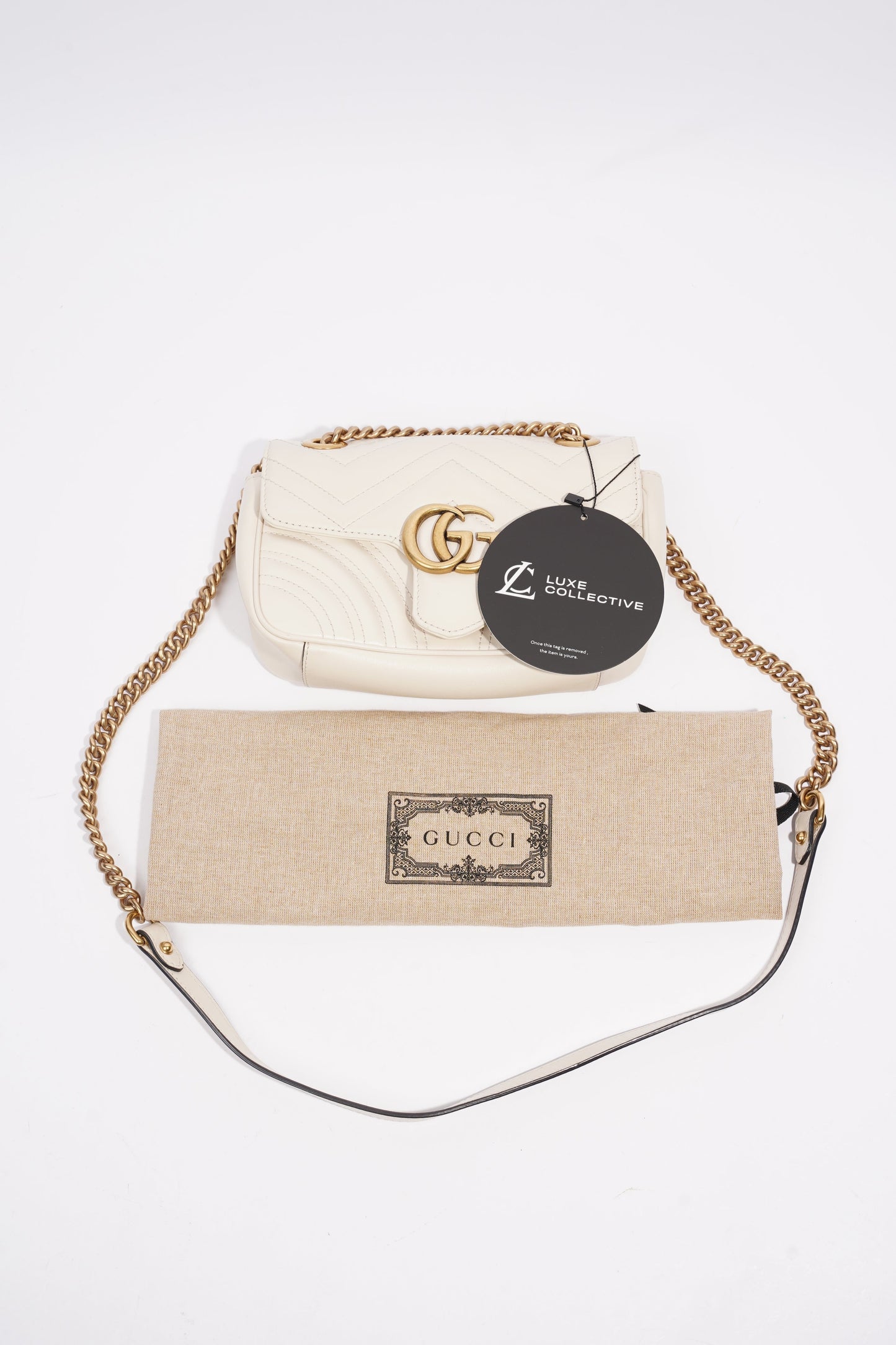 Gucci Marmont Flap White Matelasse Leather Mini