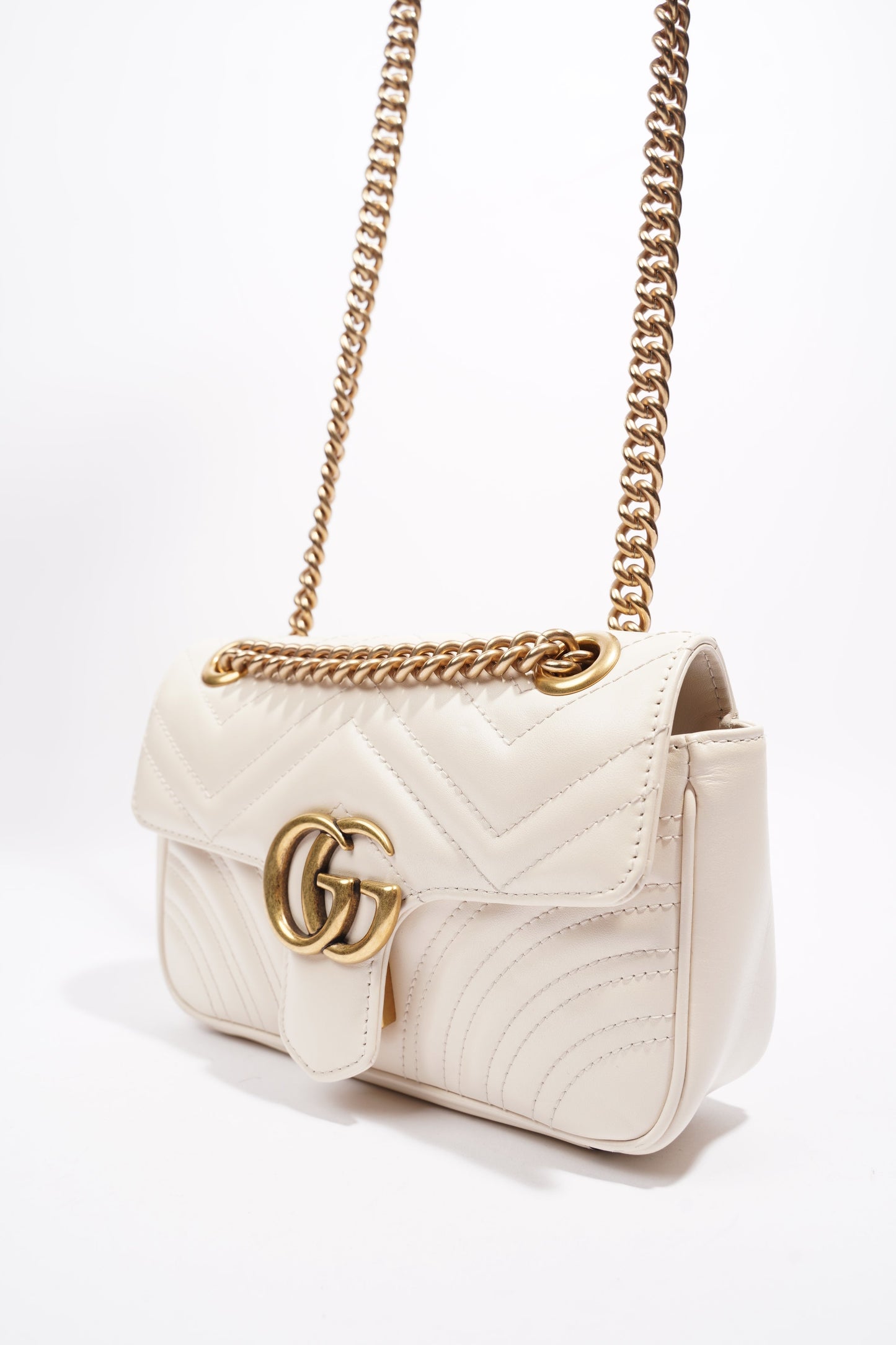 Gucci Marmont Flap White Matelasse Leather Mini