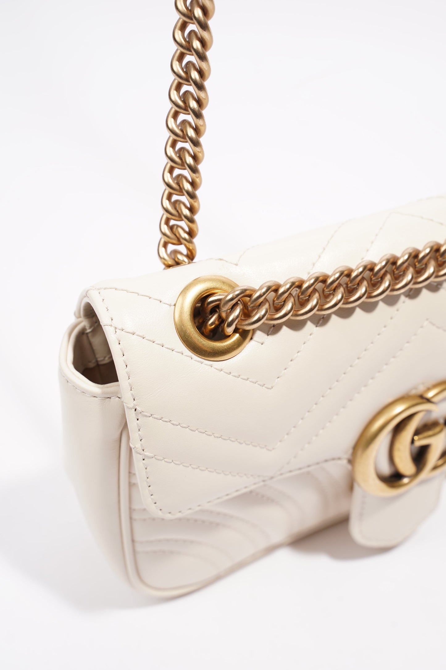 Gucci Marmont Flap White Matelasse Leather Mini