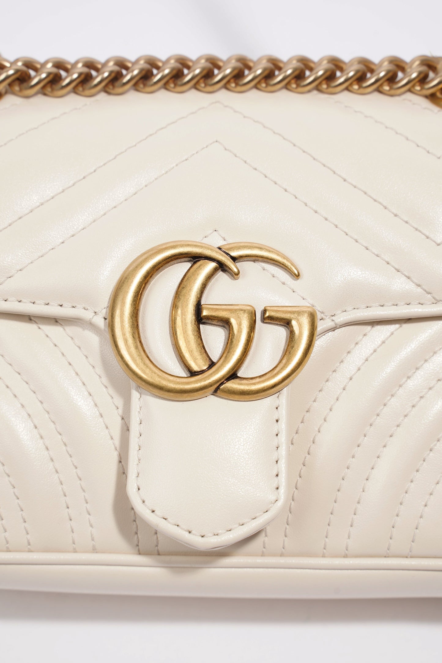 Gucci Marmont Flap White Matelasse Leather Mini