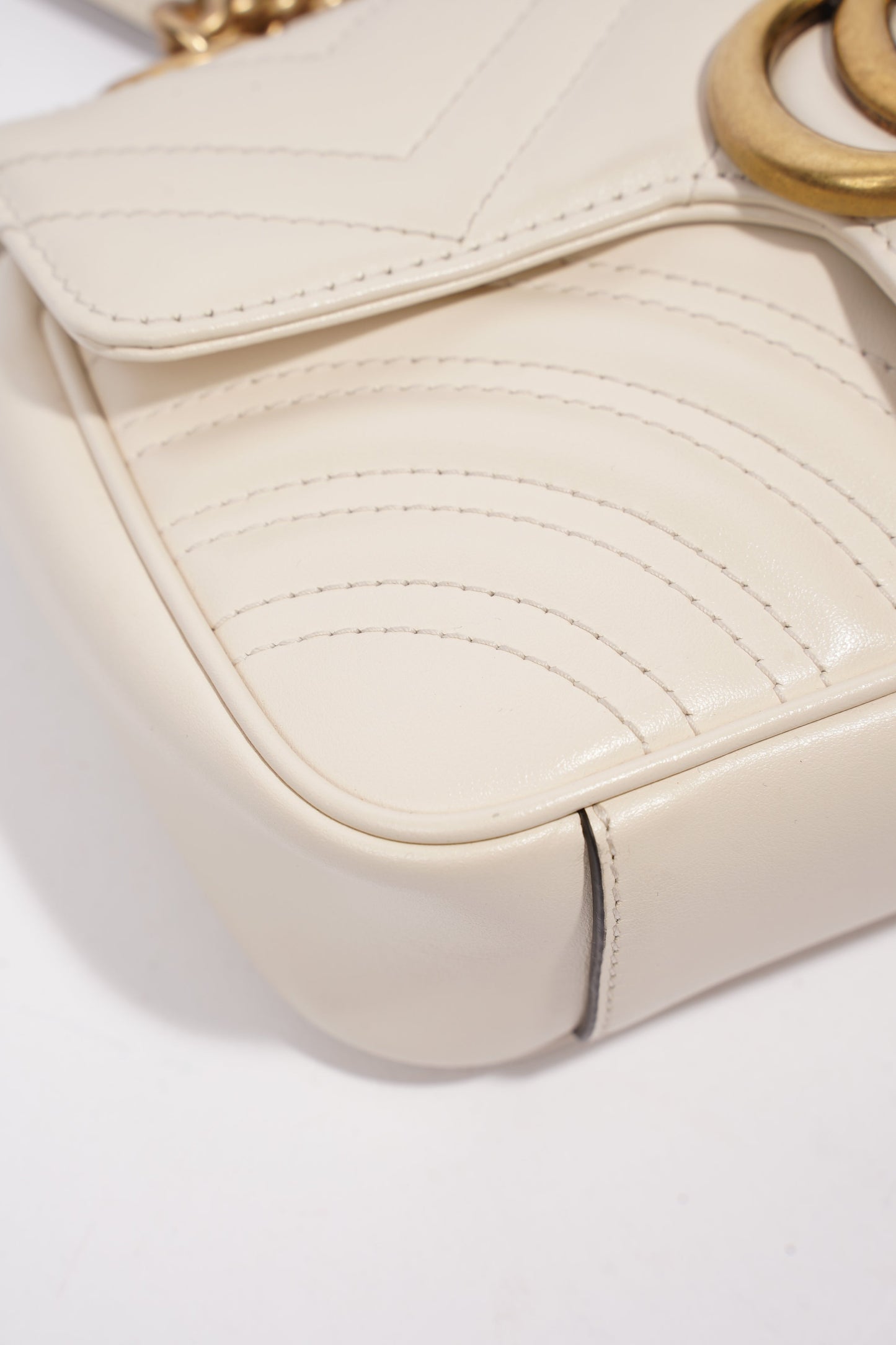 Gucci Marmont Flap White Matelasse Leather Mini
