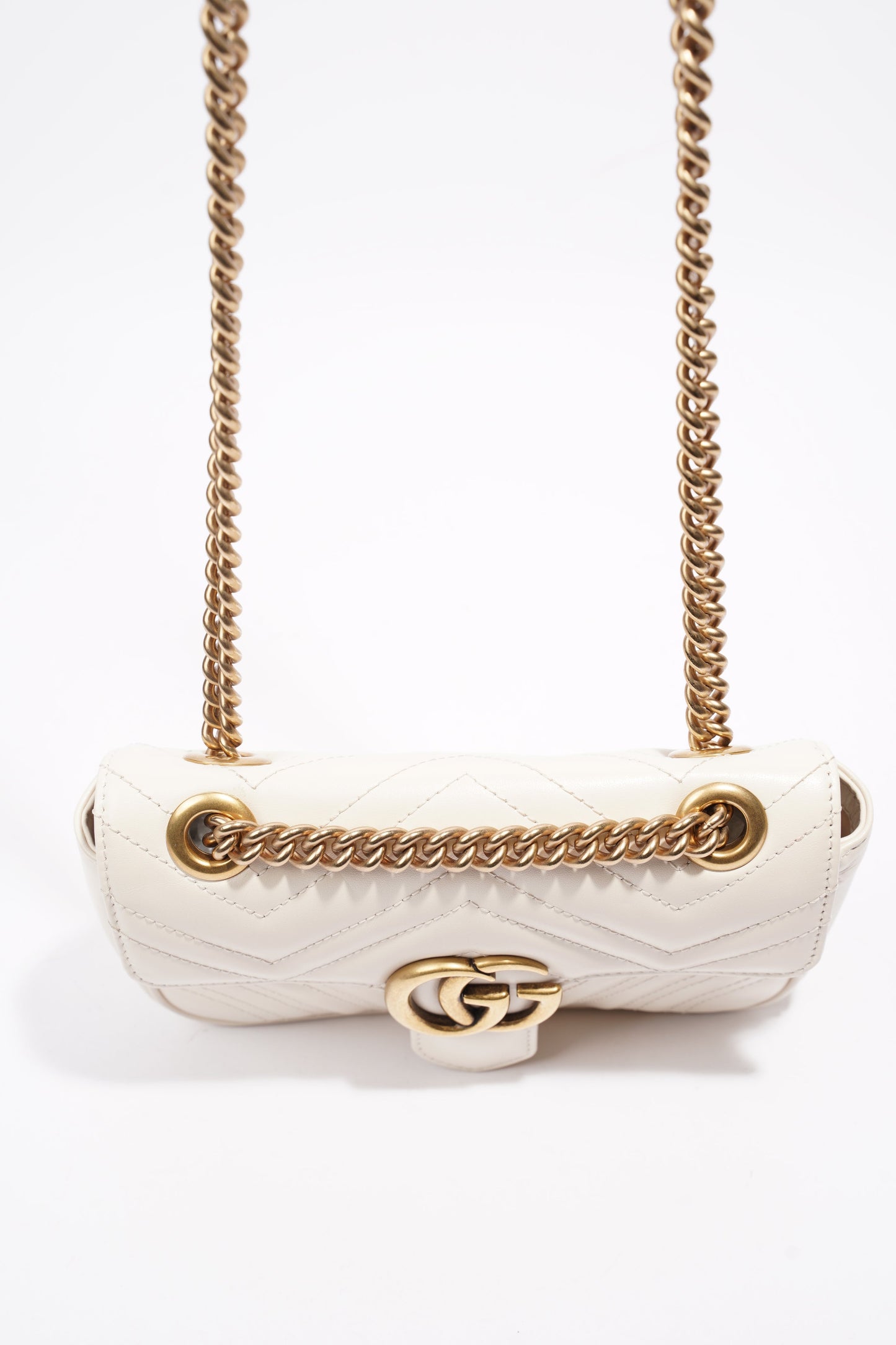 Gucci Marmont Flap White Matelasse Leather Mini