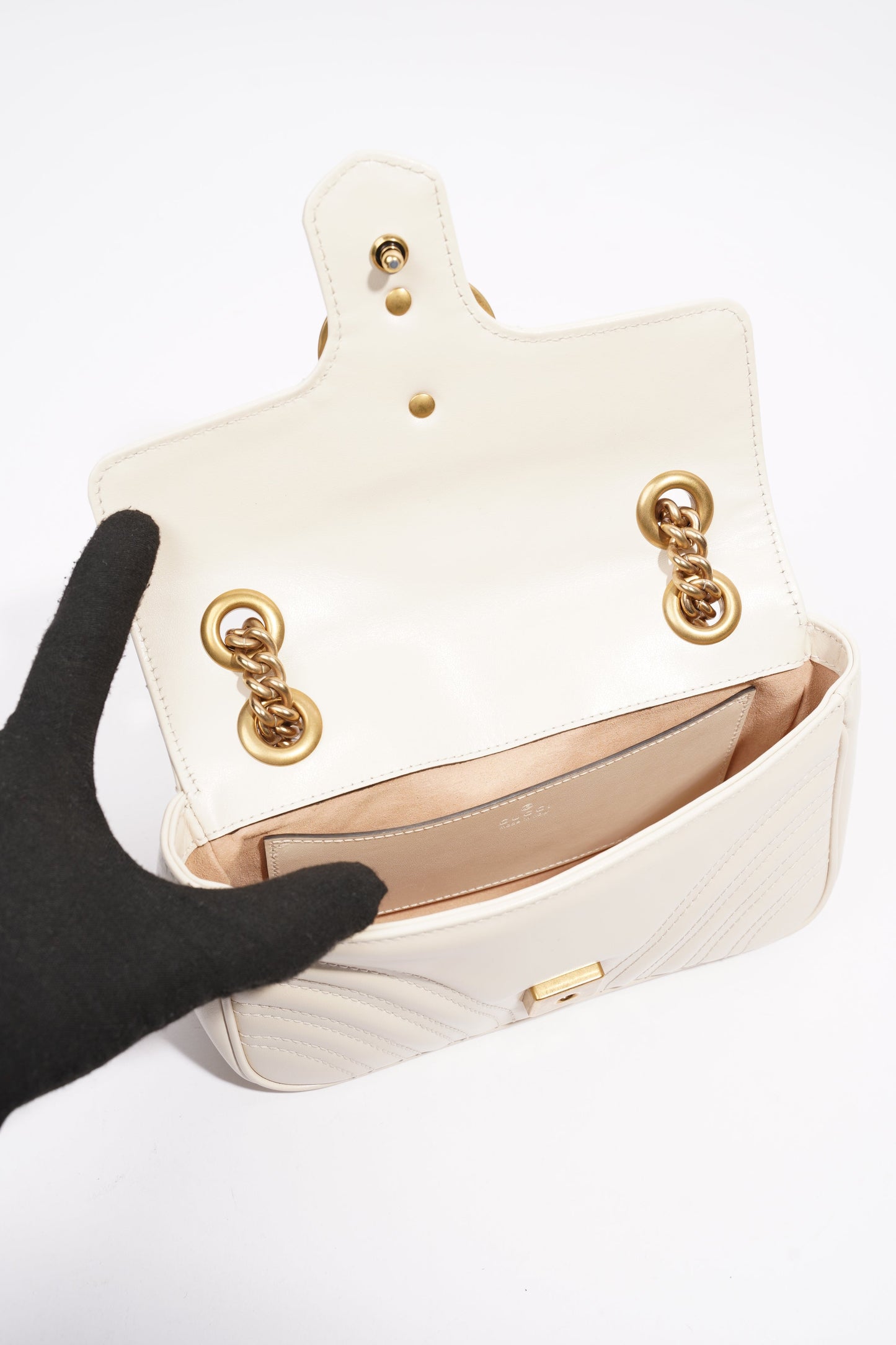 Gucci Marmont Flap White Matelasse Leather Mini