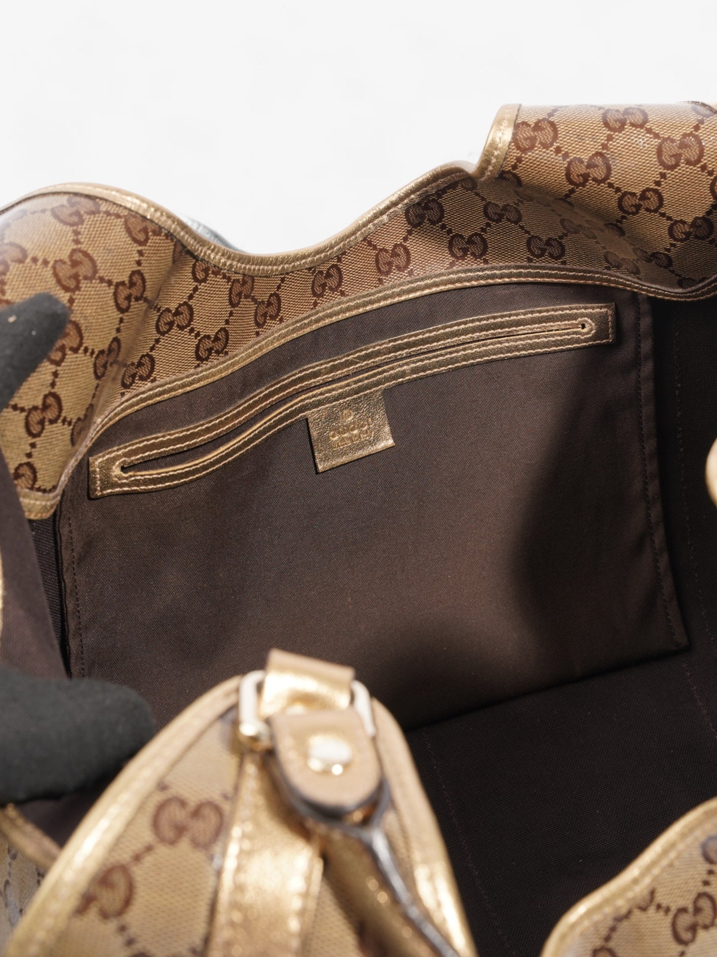 Gucci Crystal Jackie  Gold GG Supreme Patent Leather