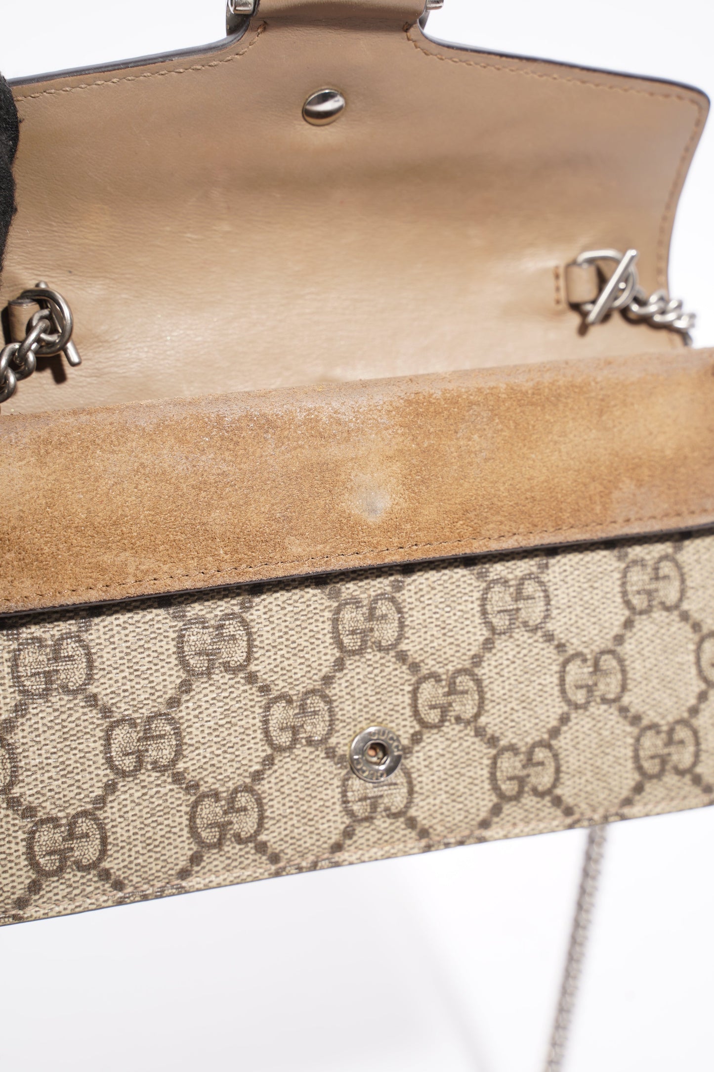 Gucci Dionysus Super Mini Chain Beige And Ebony GG Supreme Coated Canvas