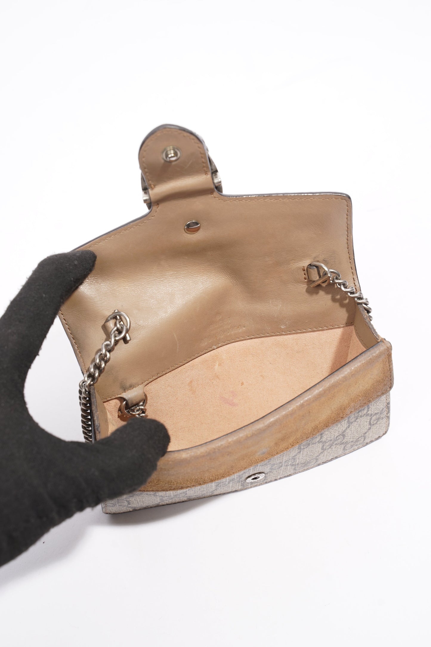 Gucci Dionysus Super Mini Chain Beige And Ebony GG Supreme Coated Canvas