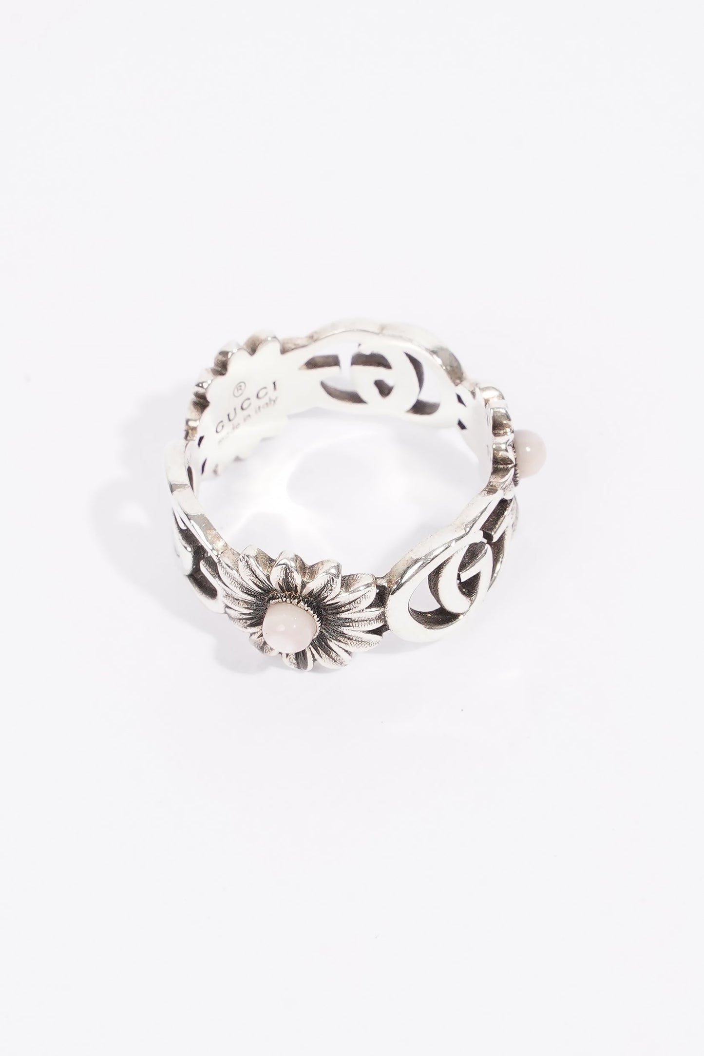 Gucci GG Marmont Mother Of Pearl Ring Silver / Pink Pearl Silver Sterling 17