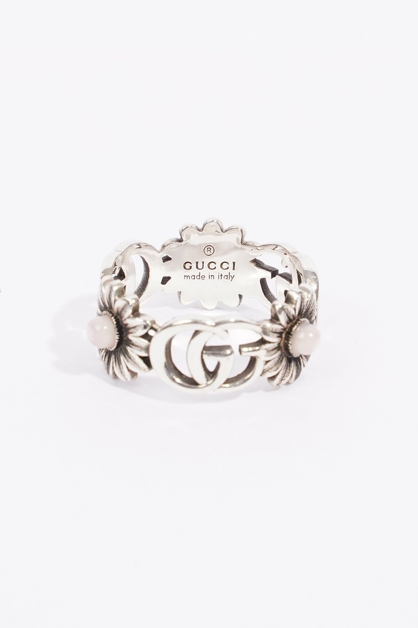 Gucci GG Marmont Mother Of Pearl Ring Silver / Pink Pearl Silver Sterling 17