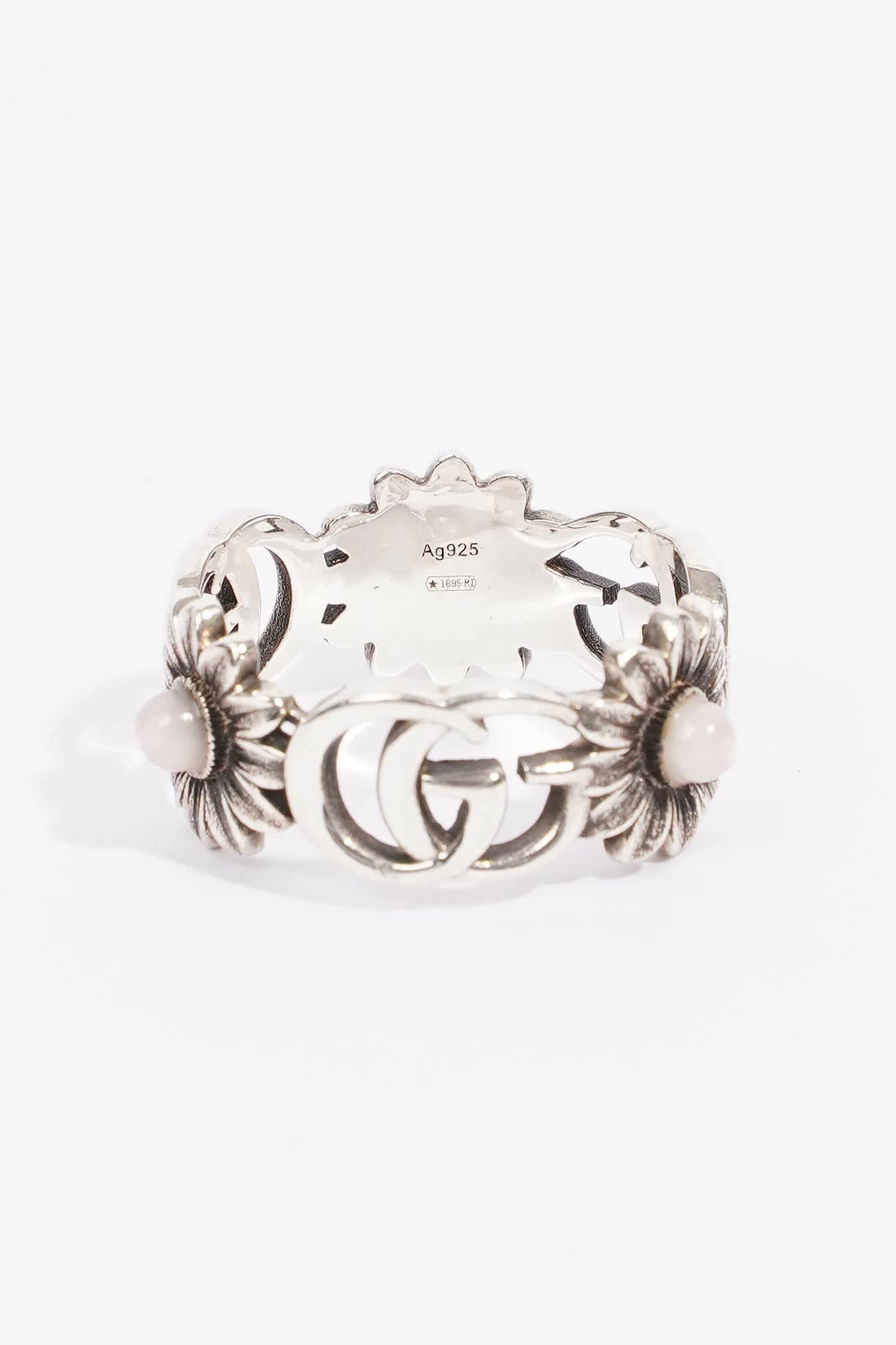 Gucci GG Marmont Mother Of Pearl Ring Silver / Pink Pearl Silver Sterling 17
