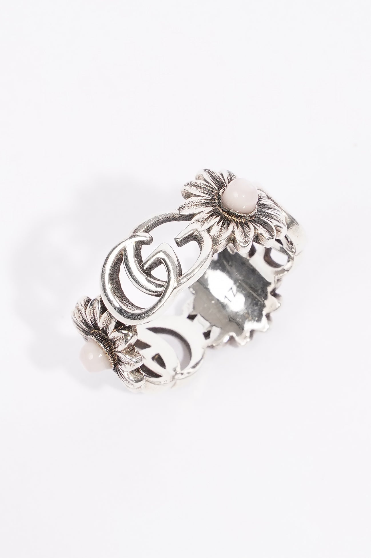 Gucci GG Marmont Mother Of Pearl Ring Silver / Pink Pearl Silver Sterling 17